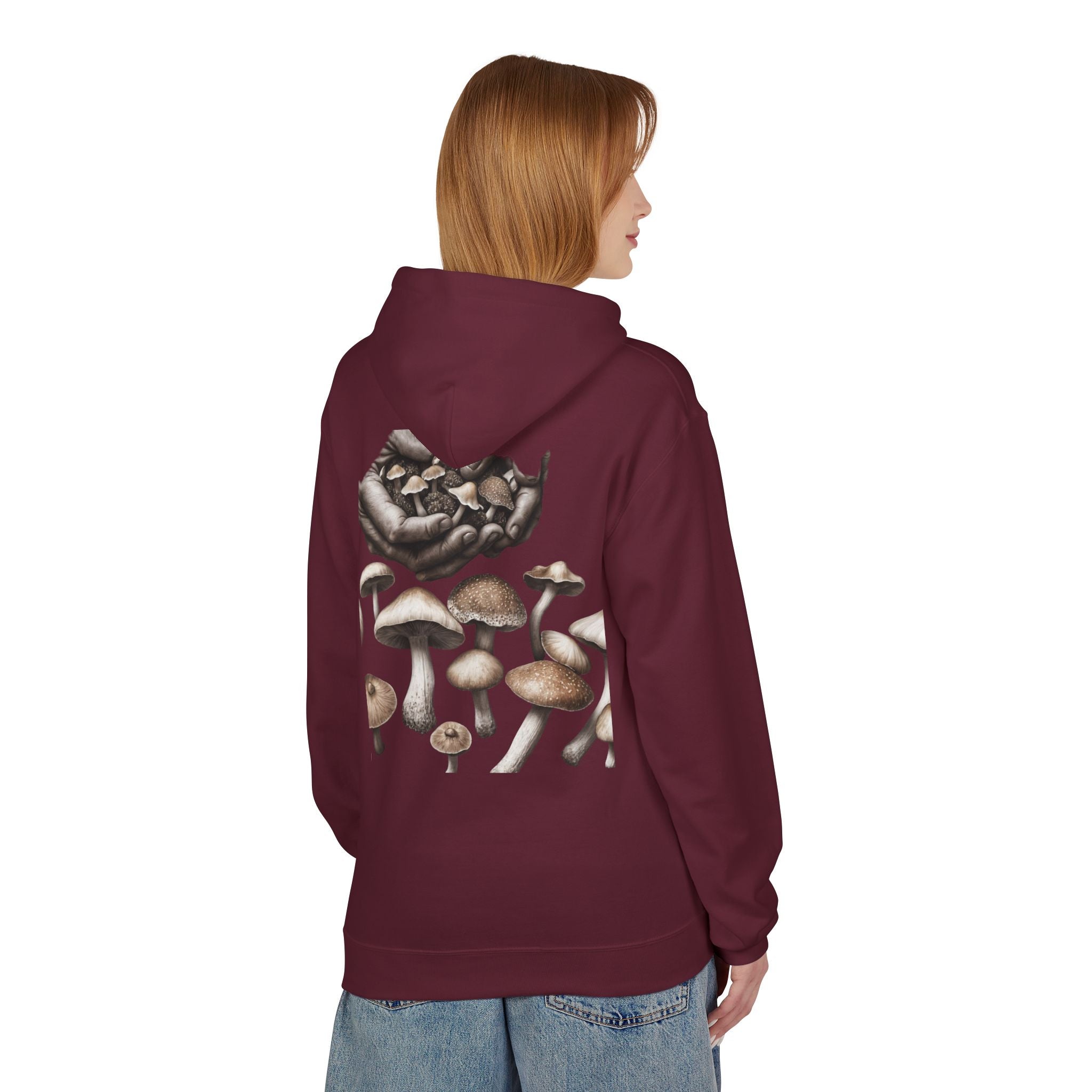 Mushroom Art Hoodie — Botanical Foraging Graphic Pullover