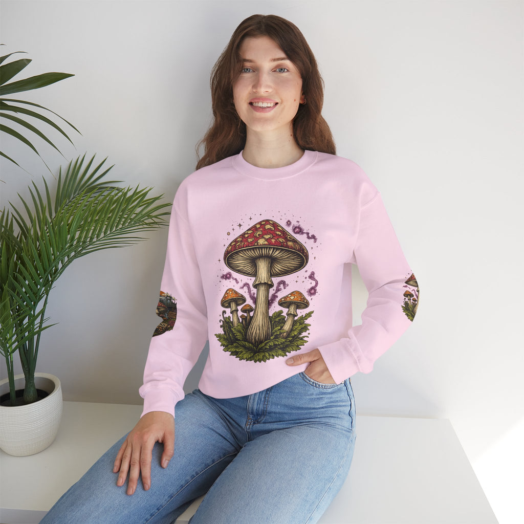 Mushroom Crewneck Sweatshirt — Portland Vintage Psychedelic Fungi Graphic