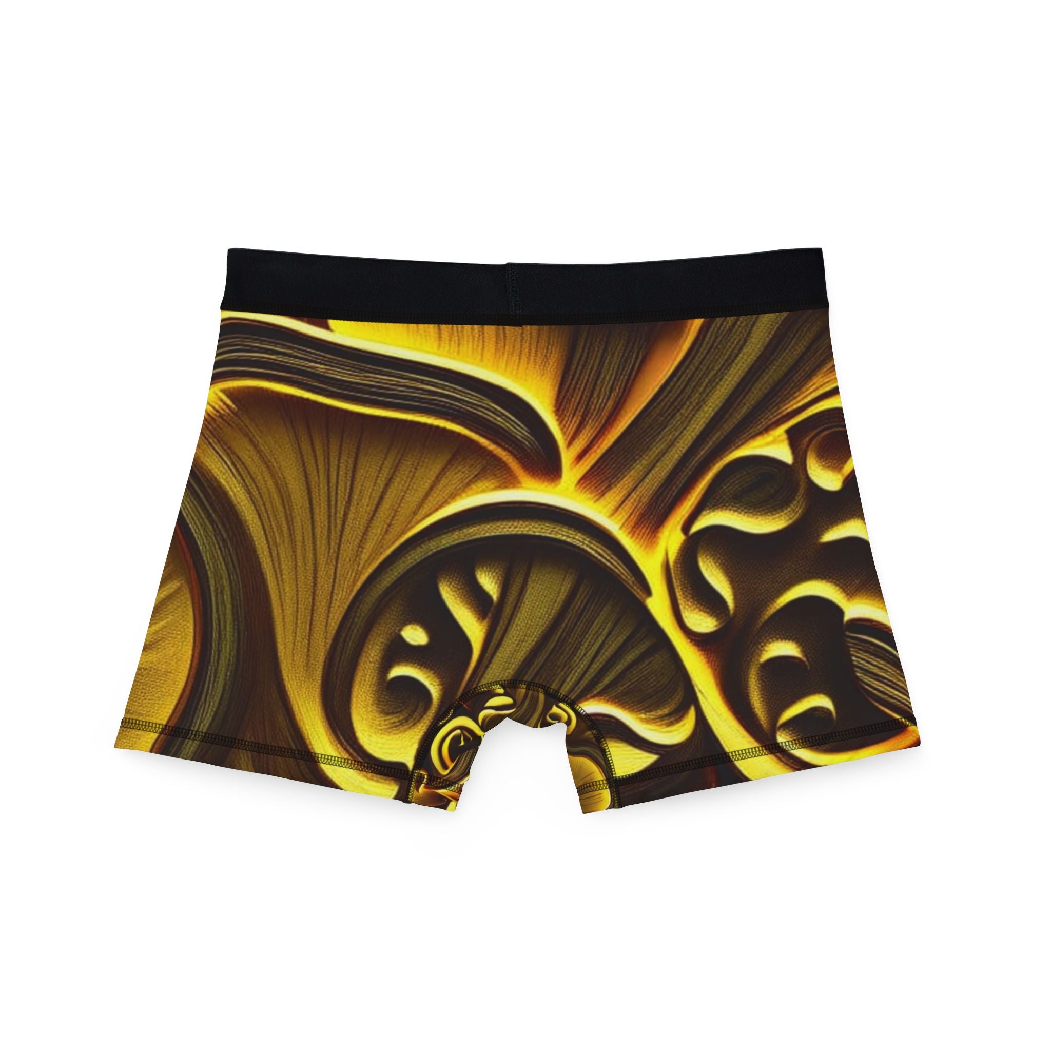 Gold Swirl Abstract Men's Boxer Briefs — Luxe Metallic Pattern AOP