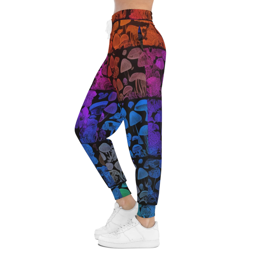Mushroom Gradient Athletic Joggers — Rainbow Fungi All-Over Print