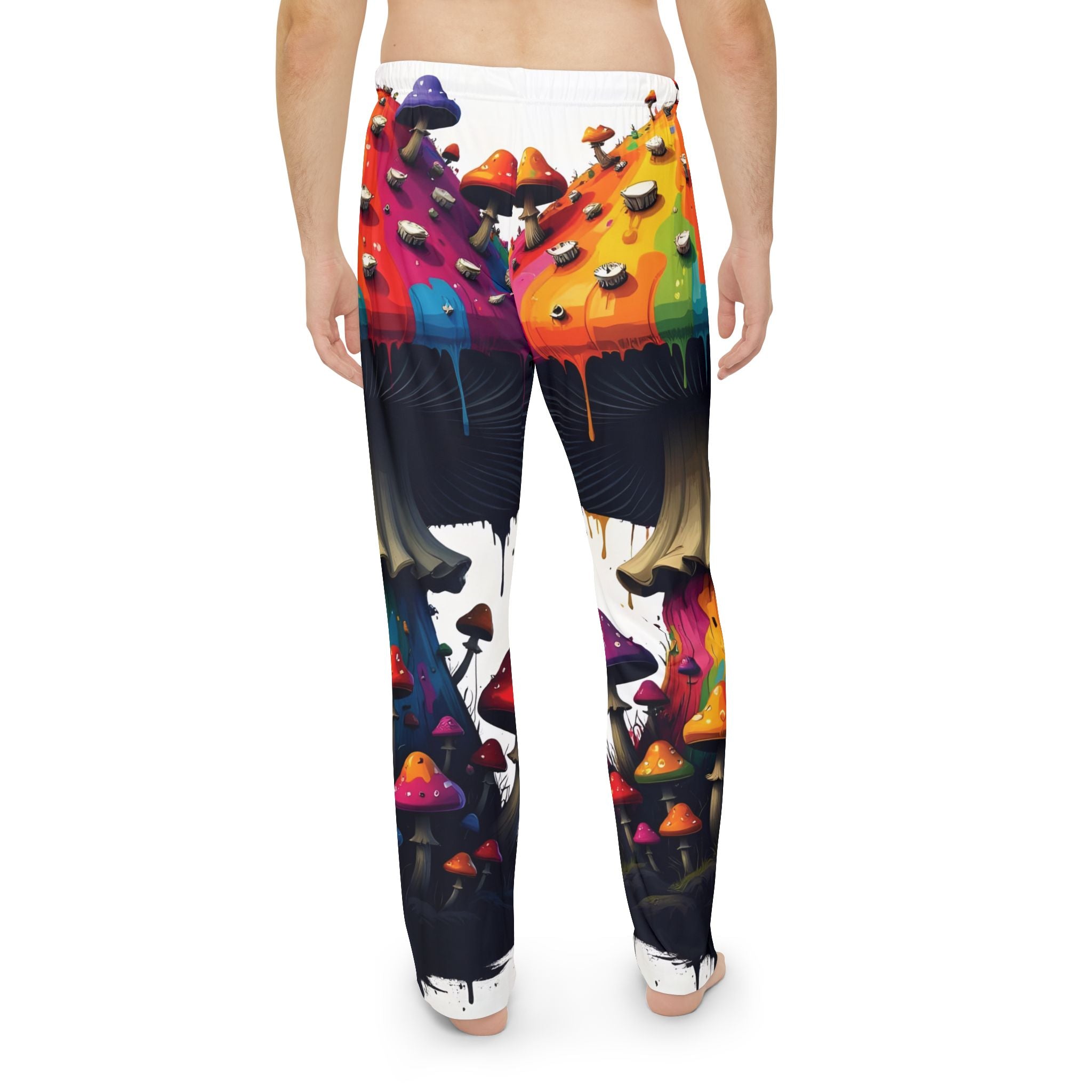 Pajama Pants - Psychedelic Rainbow Mushroom All-Over Print Lounge Pants