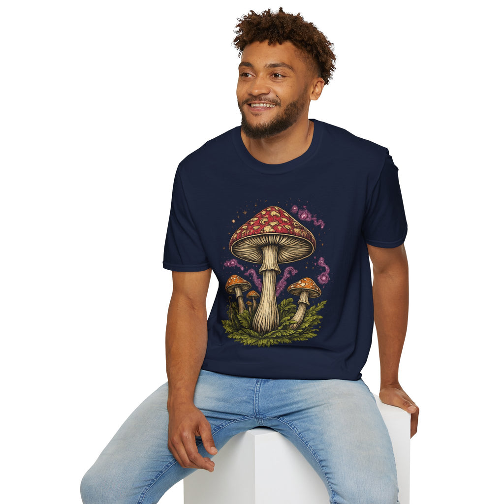 Psychedelic Mushroom Graphic T-Shirt — Red Amanita Illustration