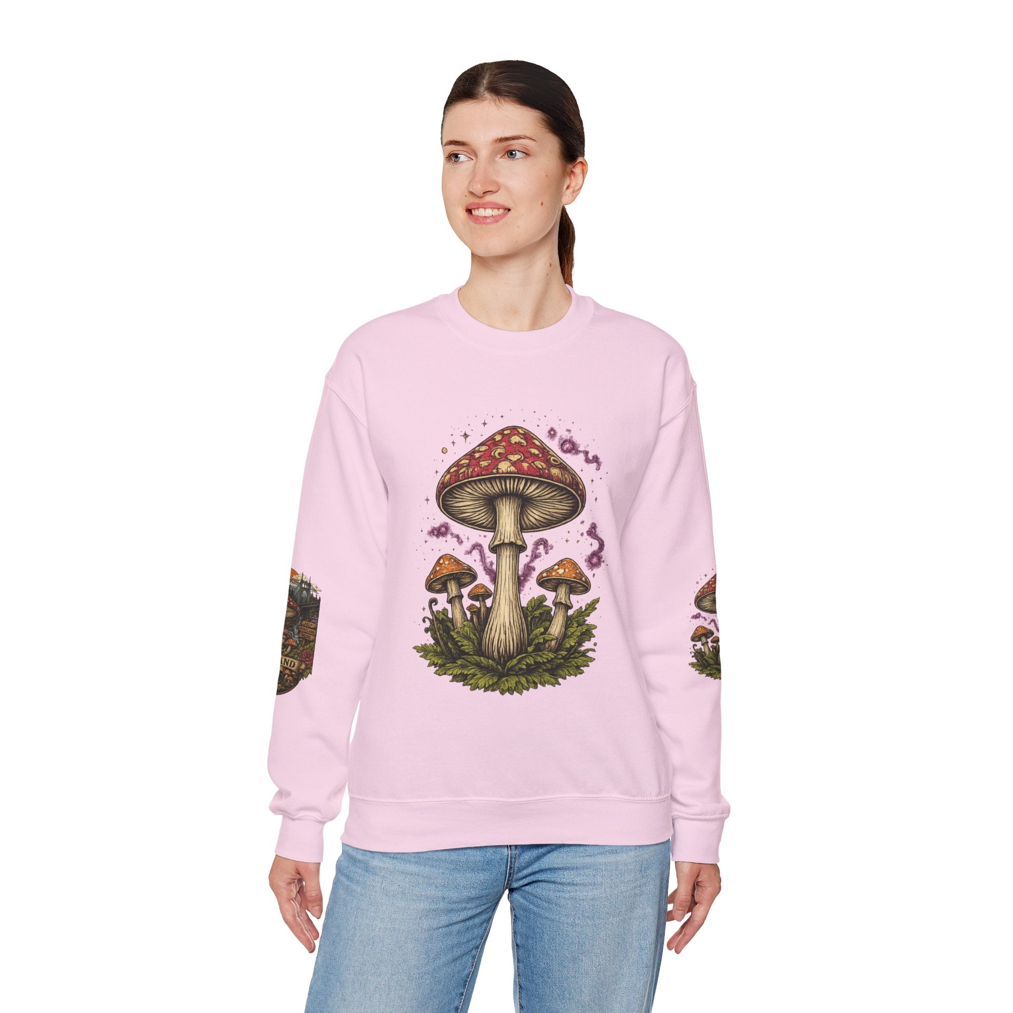 Mushroom Crewneck Sweatshirt — Portland Vintage Psychedelic Fungi Graphic