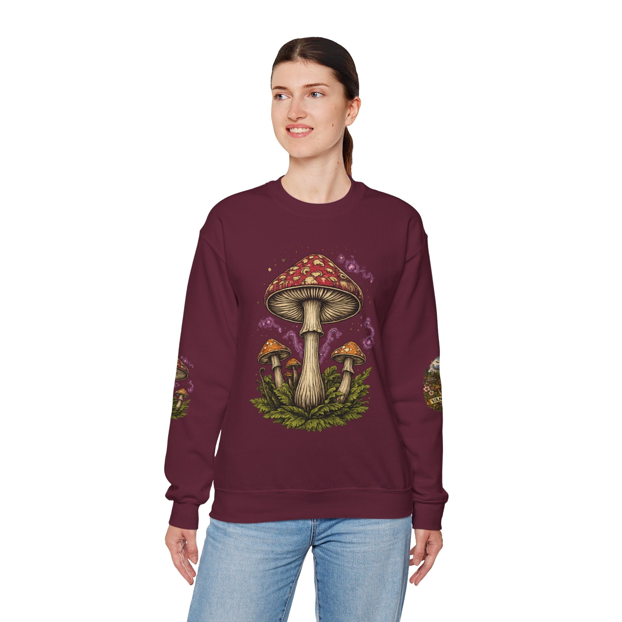 Mushroom Vancouver Crewneck Sweatshirt — Scenic Pacific Northwest Fungi Design
