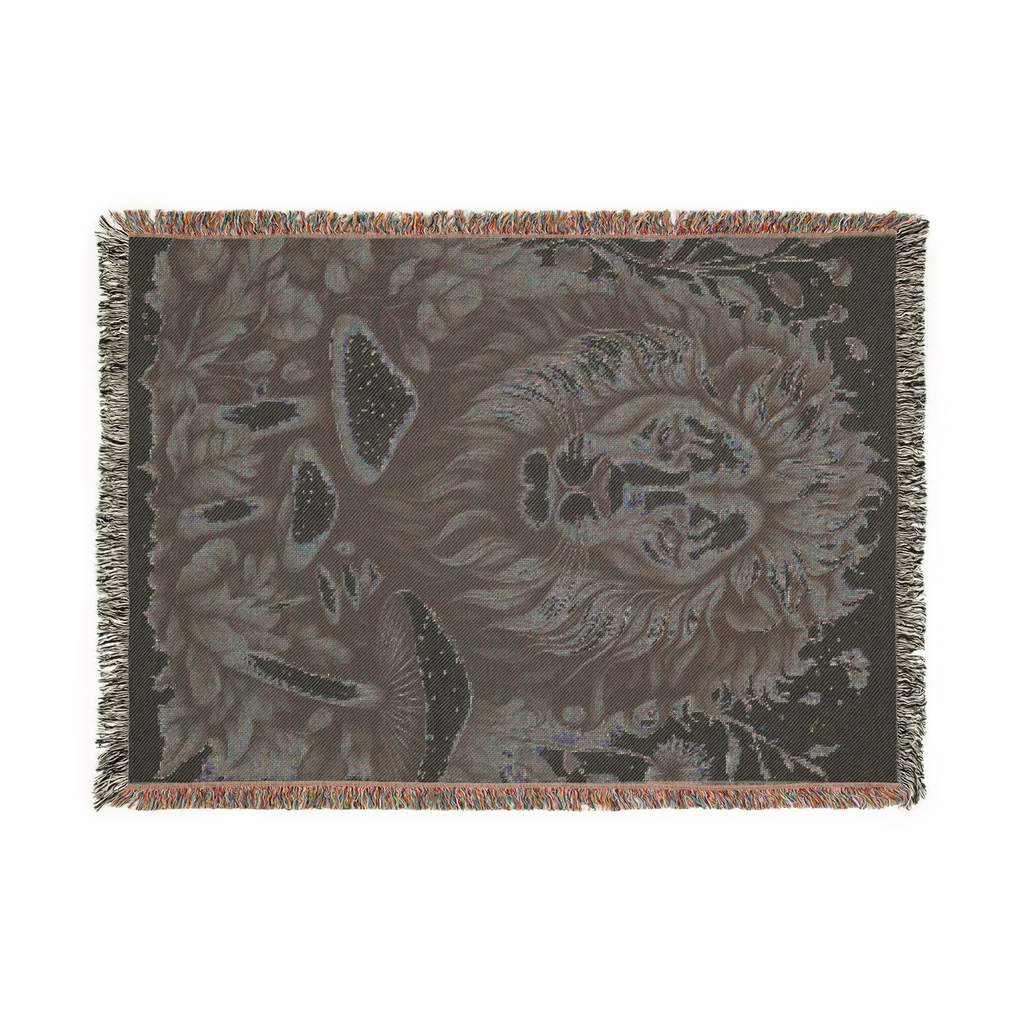 Blanket: Lion Tapestry Woven Blanket — Vintage Safari Lion Throw