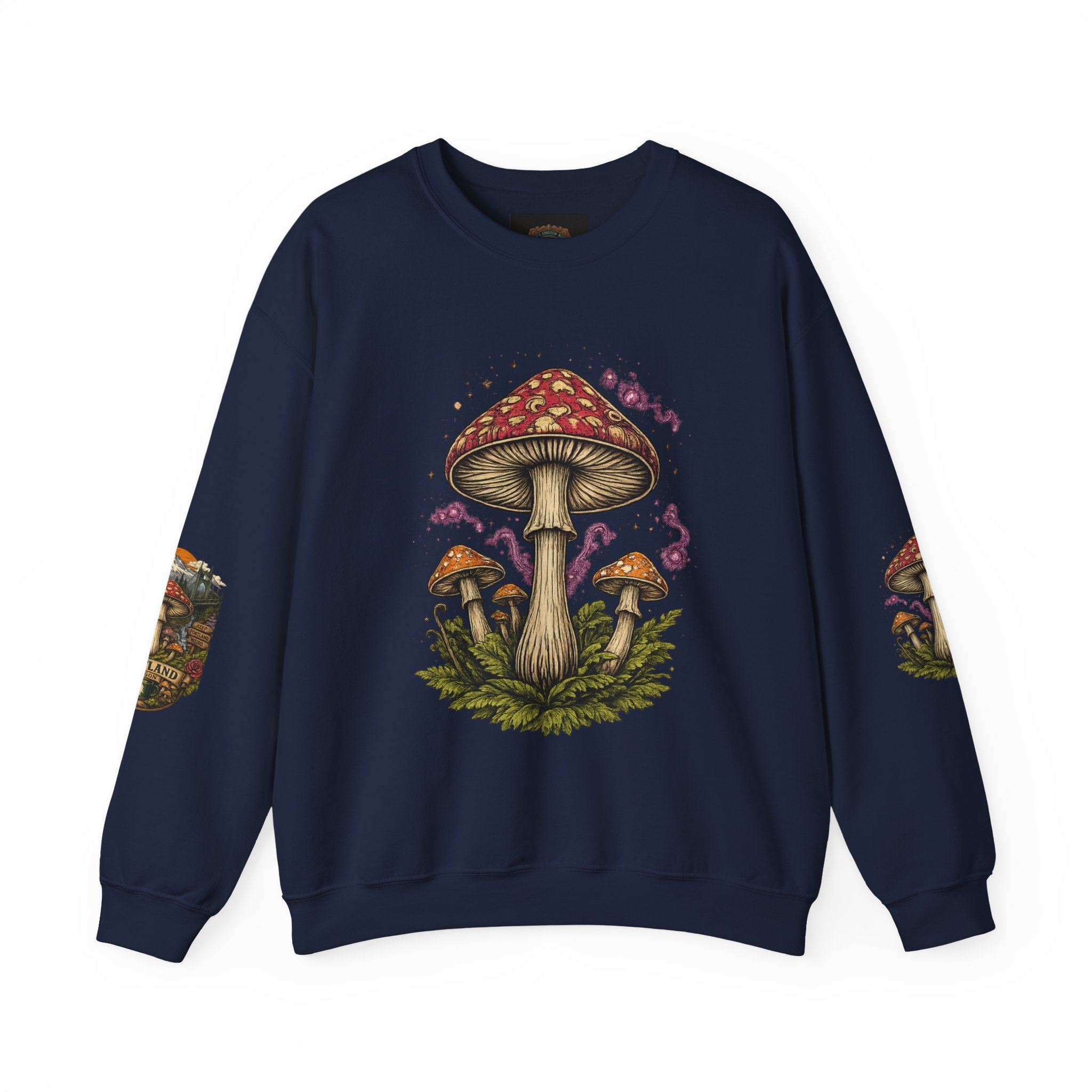 Mushroom Crewneck Sweatshirt — Portland Vintage Psychedelic Fungi Graphic