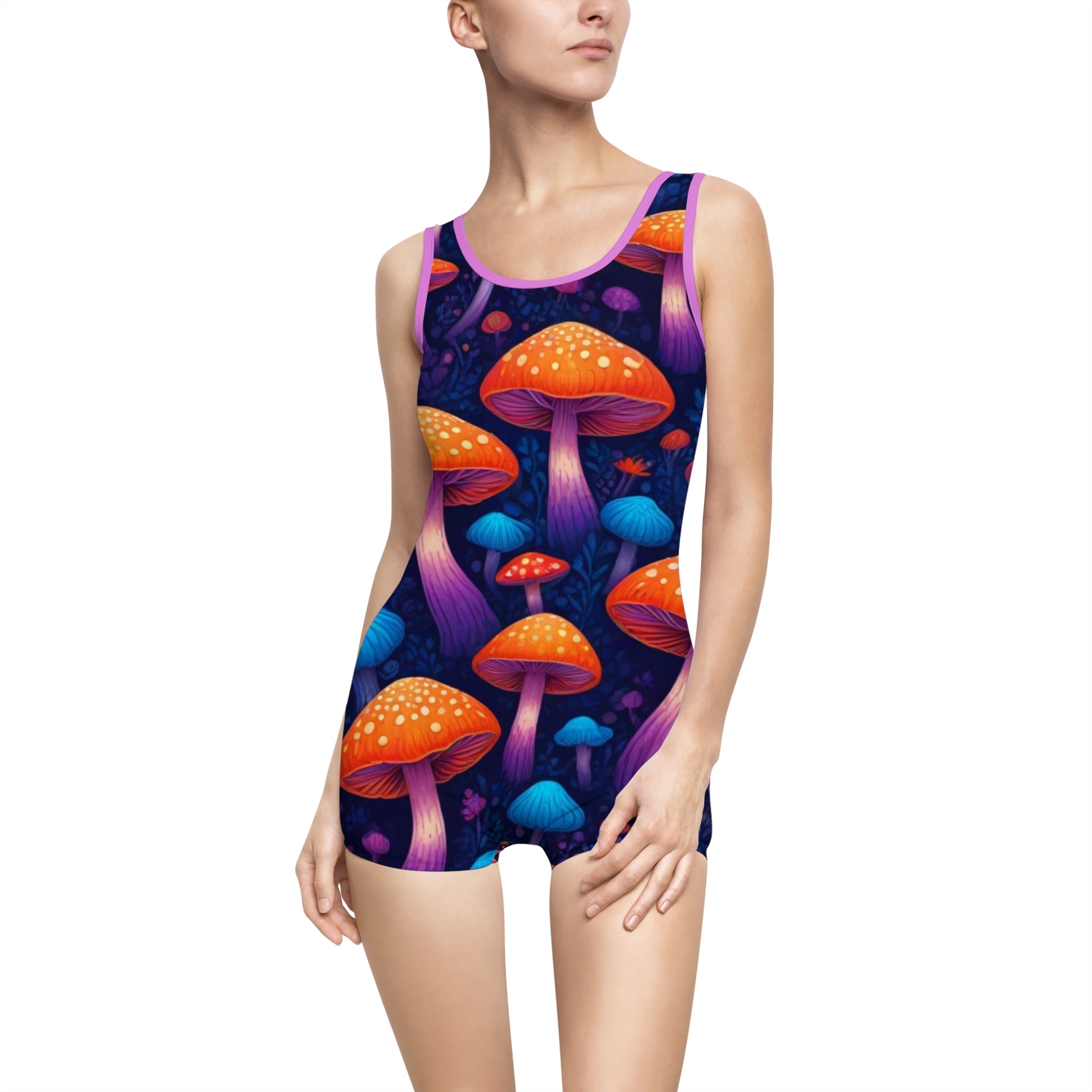 Vibrant Vintage Mushroom Swimsuit - Retro Summer Swimwear, Beachwear, Pool Party, Bohemian Style, Gift for Her