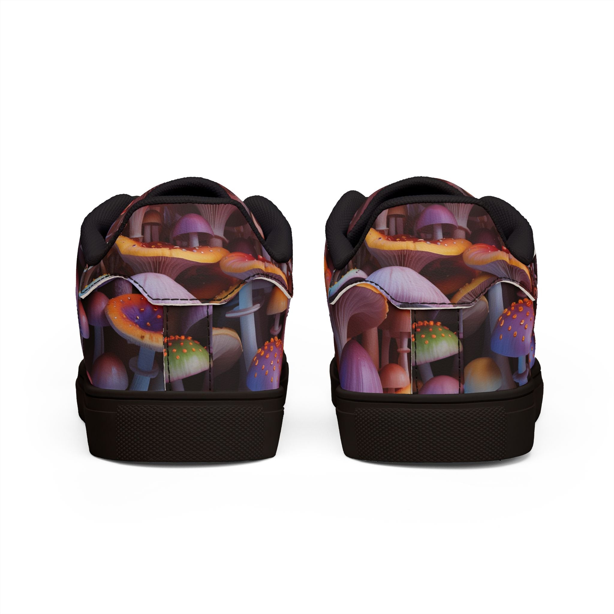 Low-Top Sneakers — Colorful Psychedelic Mushroom Print Leather