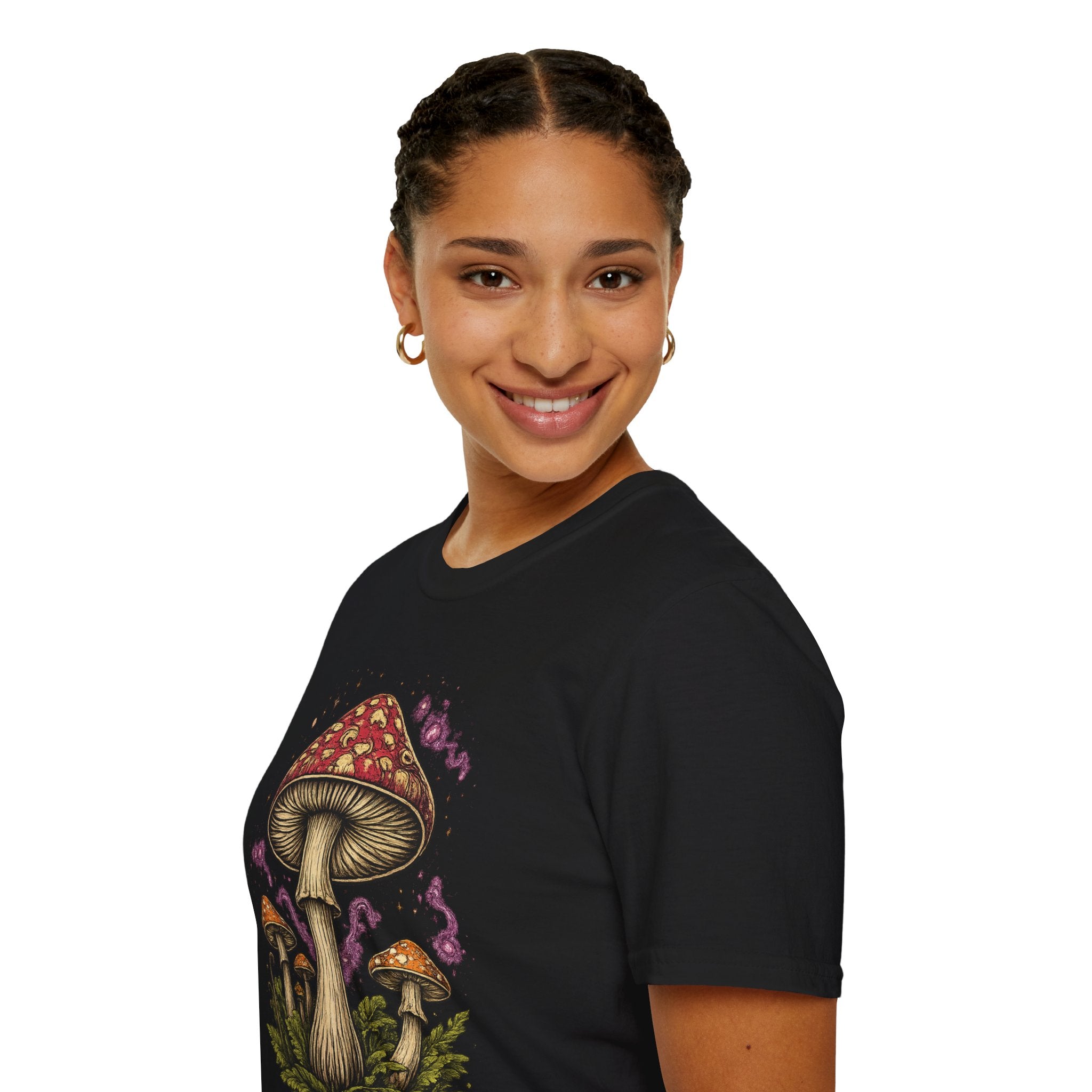 Psychedelic Mushroom Graphic T-Shirt — Red Amanita Illustration
