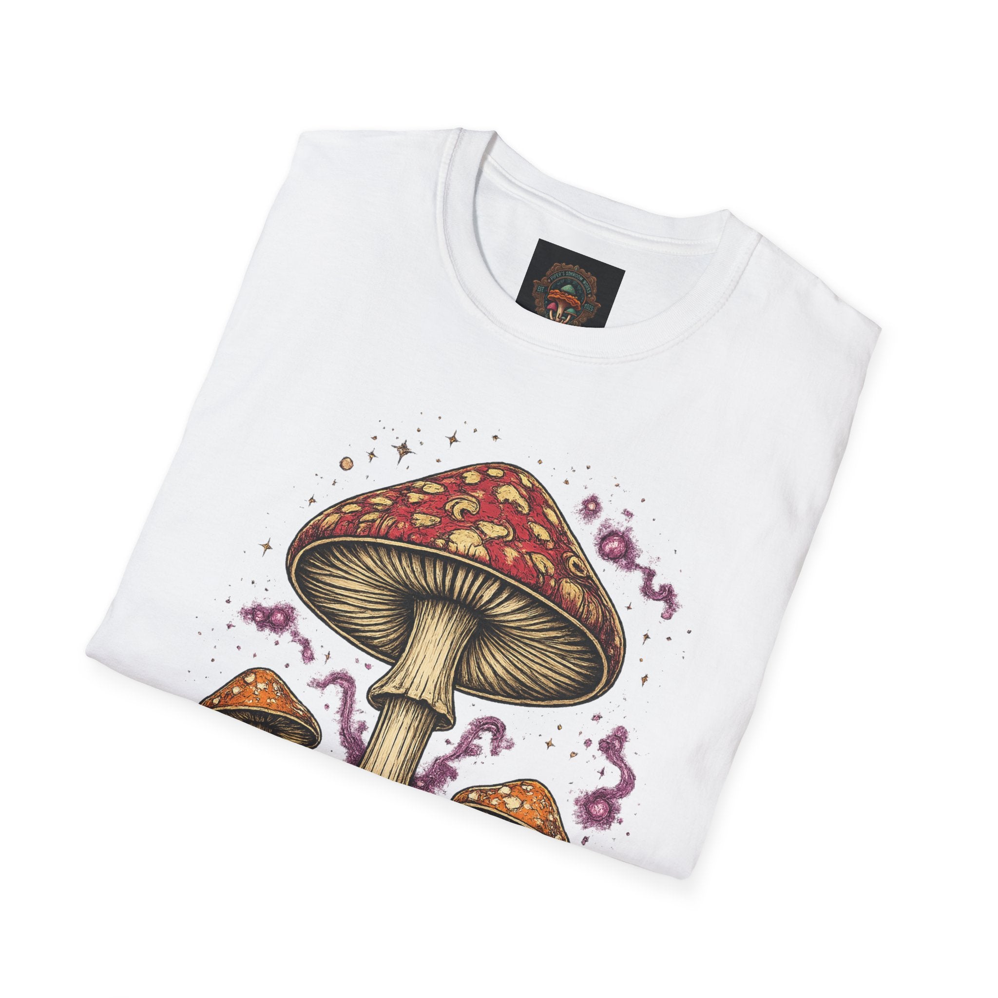 Psychedelic Mushroom Graphic T-Shirt — Red Amanita Illustration