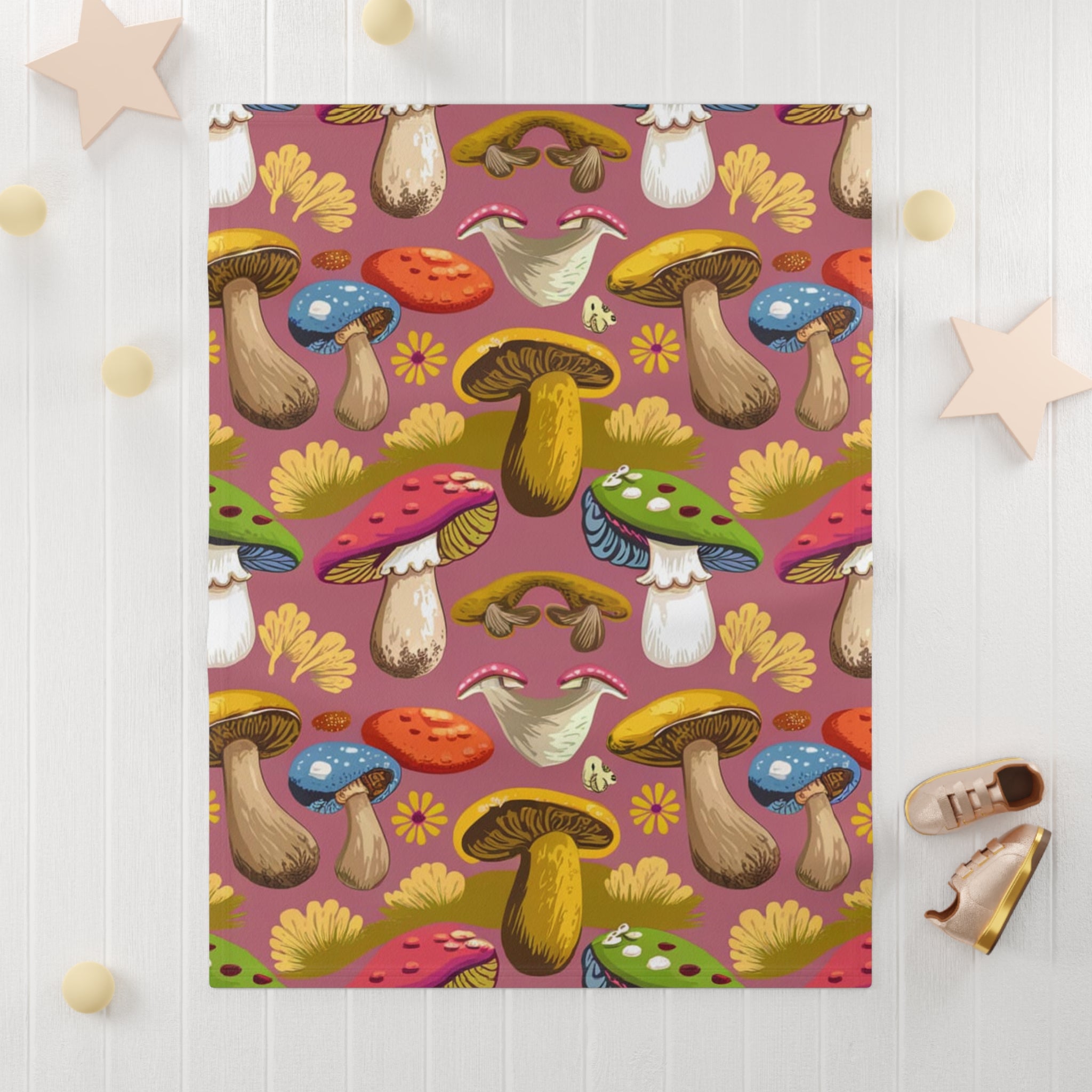 🍄🍼 “Woodland Mushrooms” Baby Blanket 🌿✨