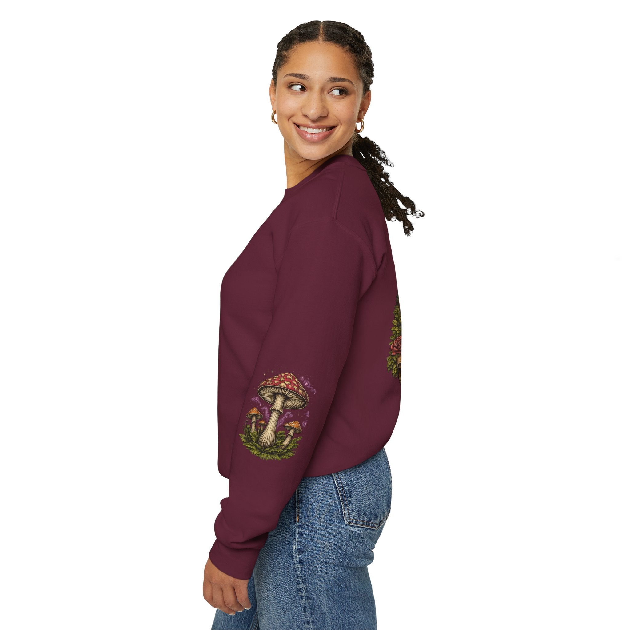 Mushroom Crewneck Sweatshirt — Portland Vintage Psychedelic Fungi Graphic