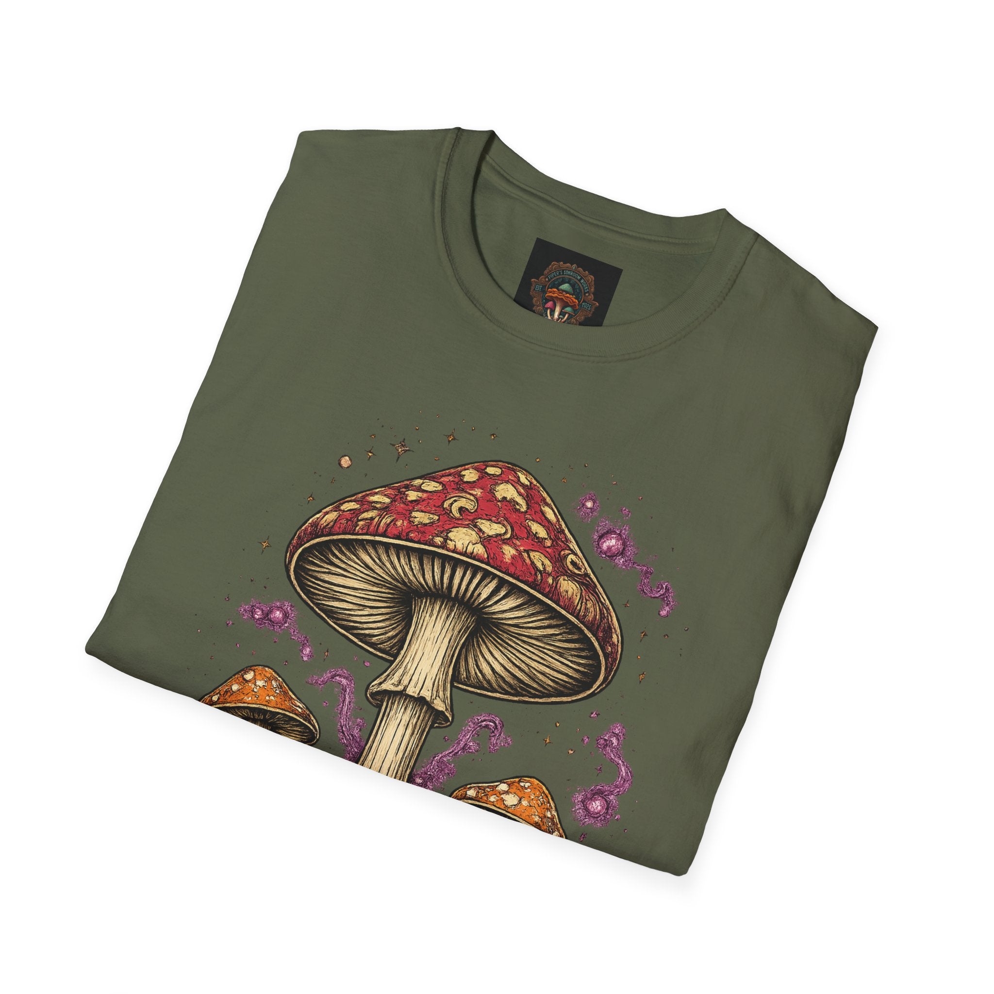 Psychedelic Mushroom Graphic T-Shirt — Red Amanita Illustration