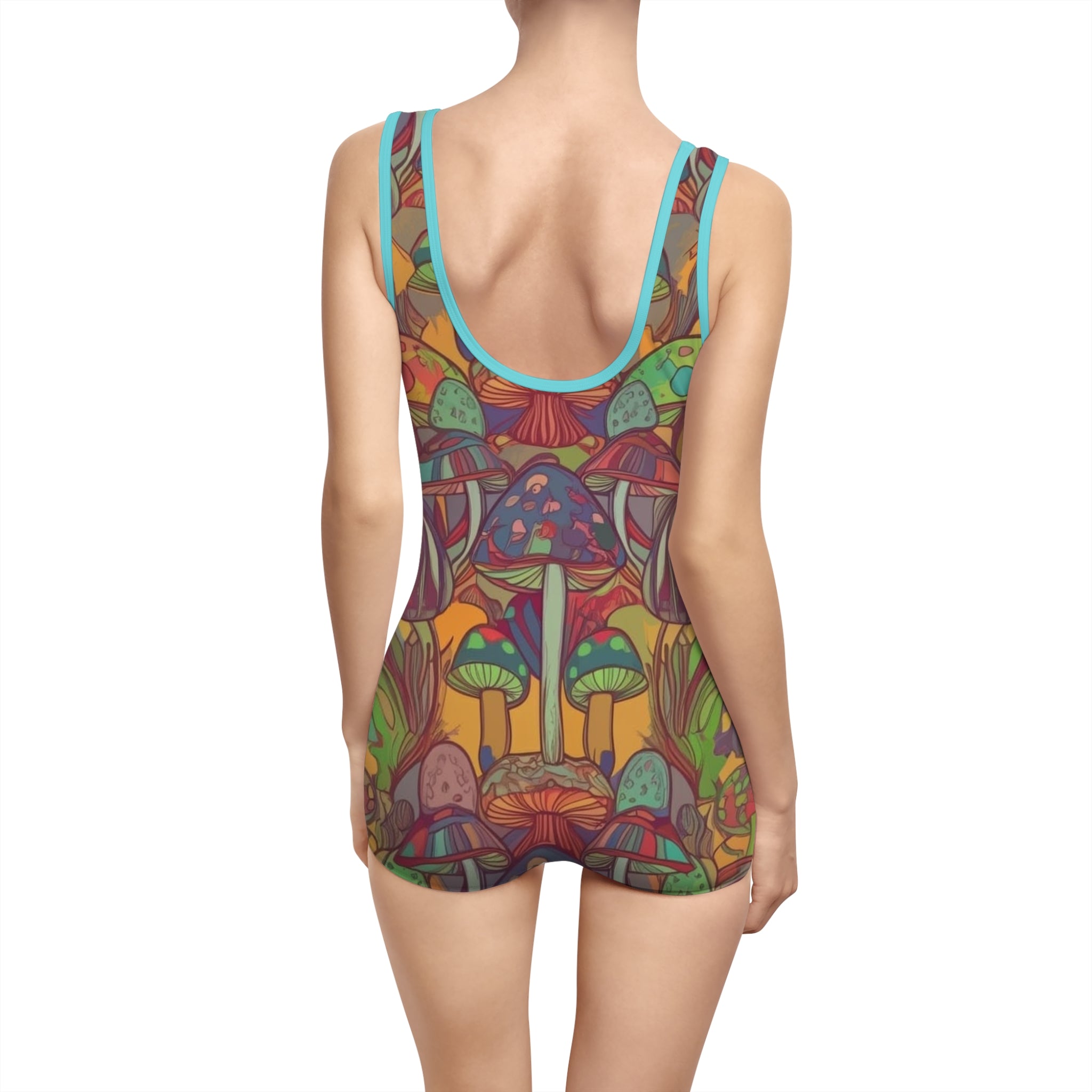 Vintage Mushroom Print Swimsuit — Retro Psychedelic One-Piece