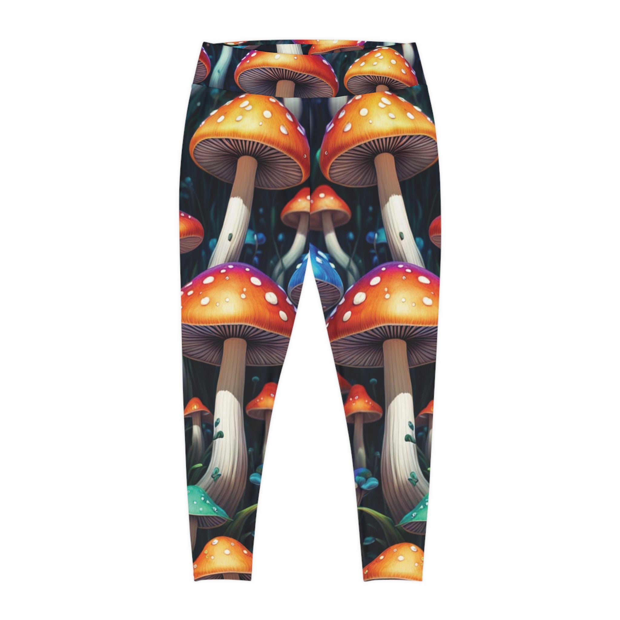 Plus Size Mushroom Leggings — Psychedelic Forest Print All-Over