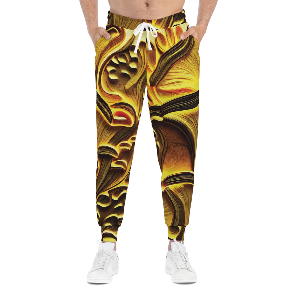 Golden Swirl Athletic Joggers — Abstract Marble Print Joggers