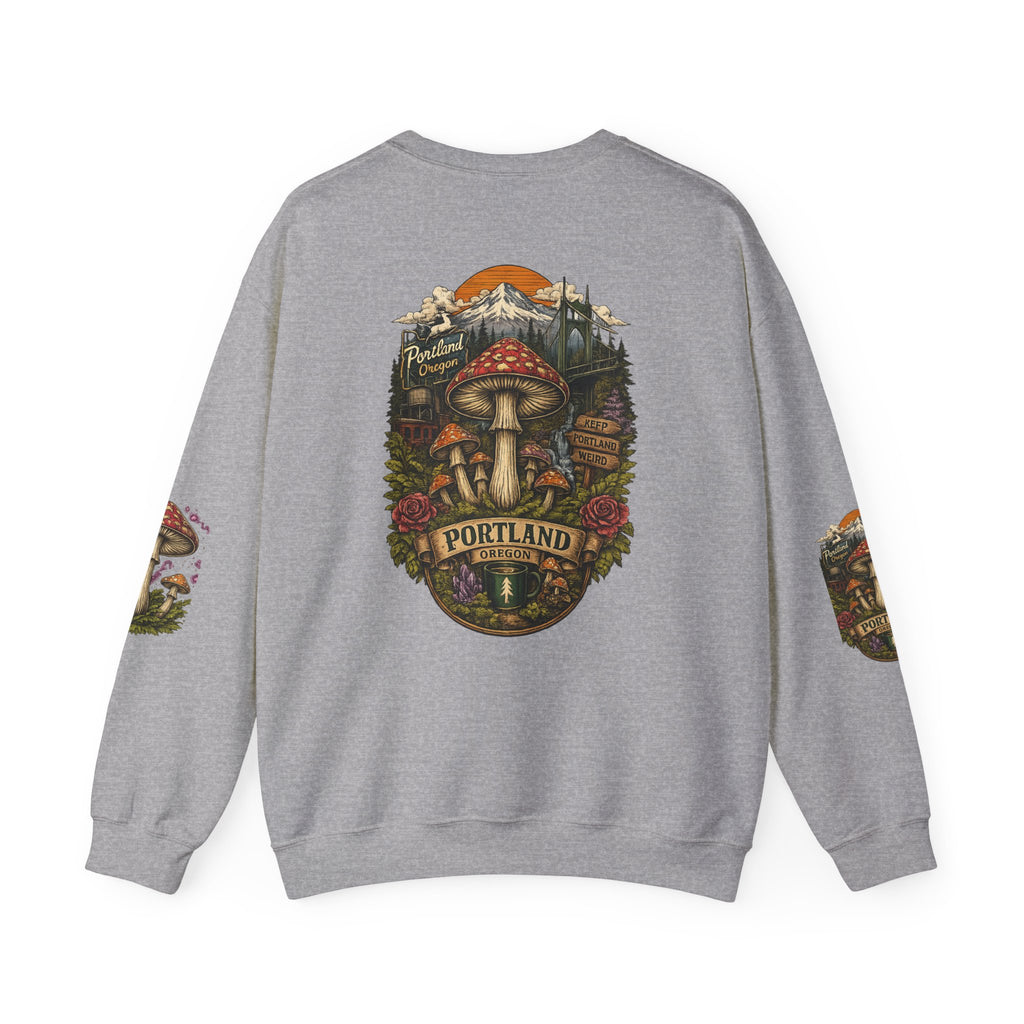 Mushroom Crewneck Sweatshirt — Portland Vintage Psychedelic Fungi Graphic