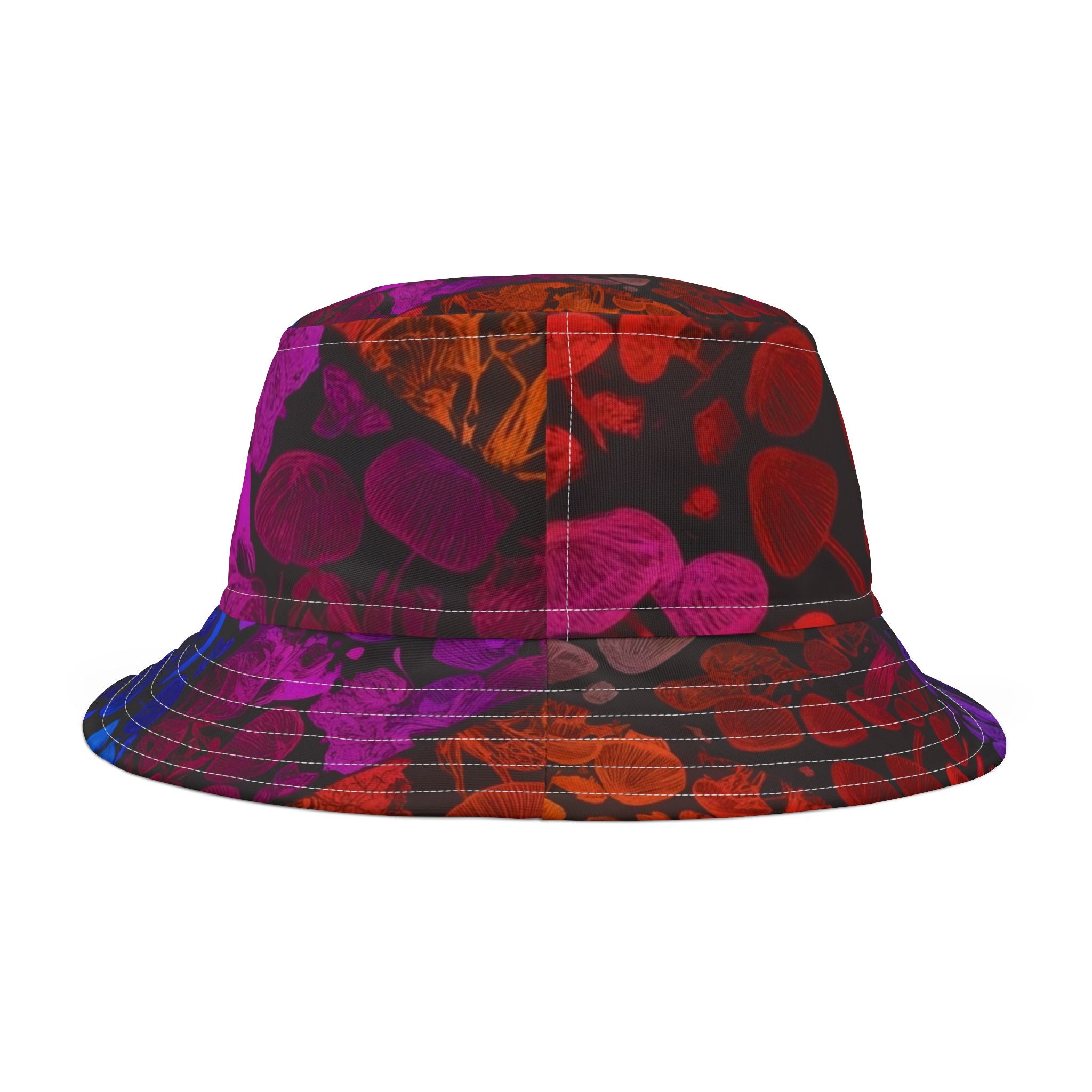 Psychedelic Mushroom Print Bucket Hat - Rainbow Jellyfish & Fungi AOP