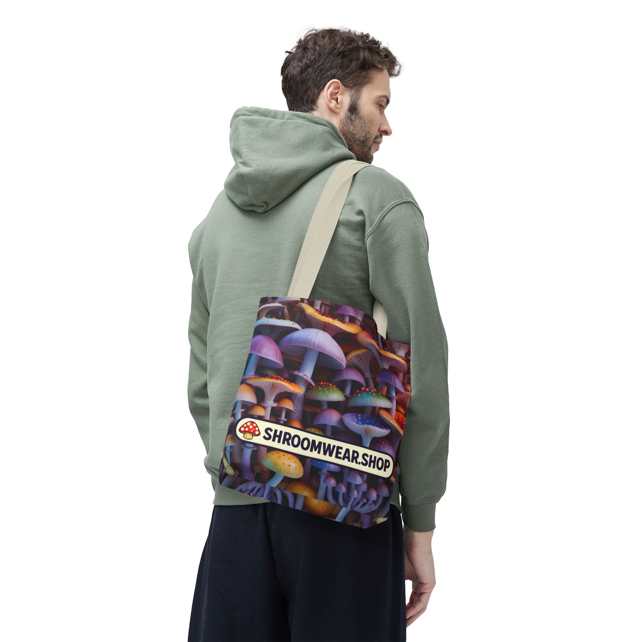 Tote Bag: Psychedelic Mushroom Tote Bag — Colorful Shroom Print Tote