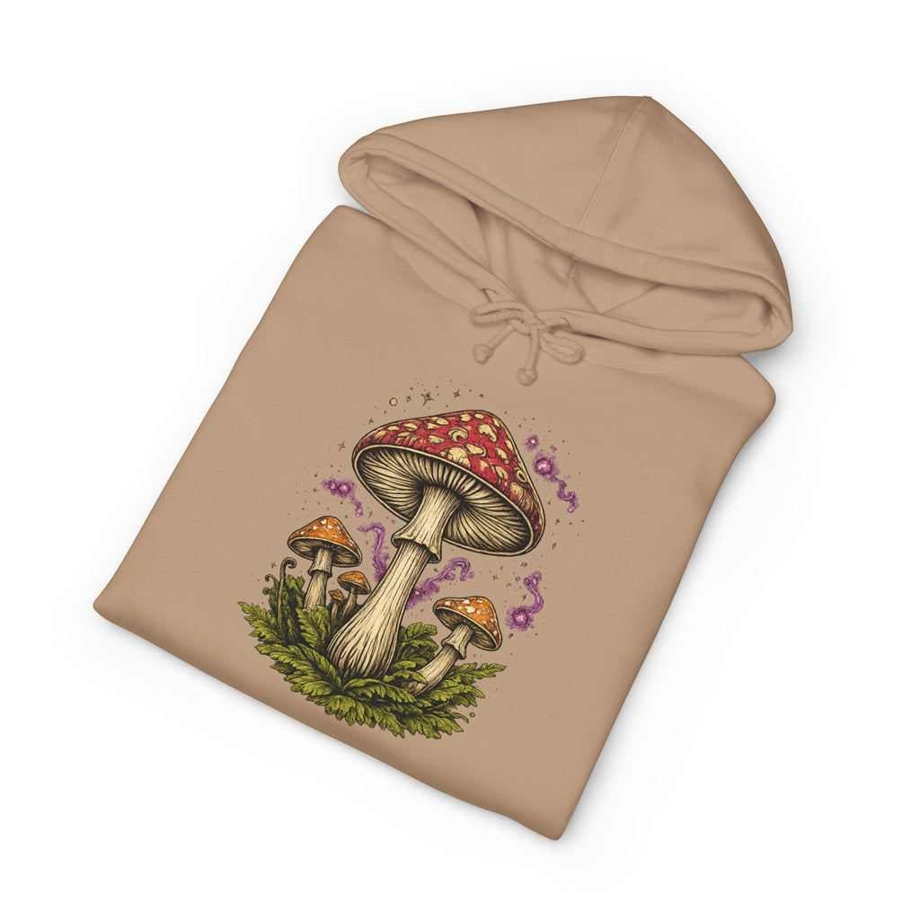 Mushroom Grove Hoodie — Vintage Toadstool Illustration Hooded Sweatshirt