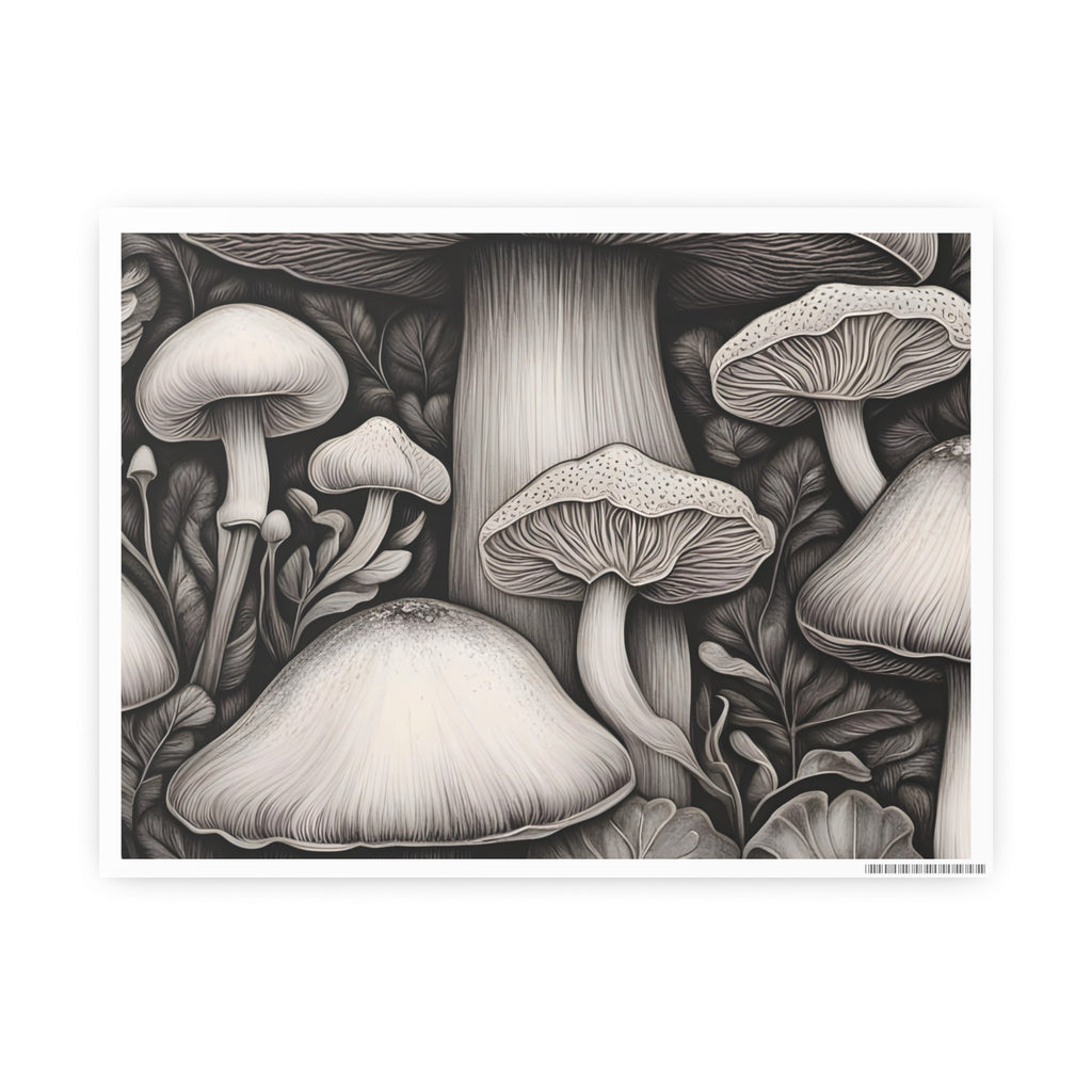 Poster: Mushroom Illustration Poster — Botanical Fungi Art Print