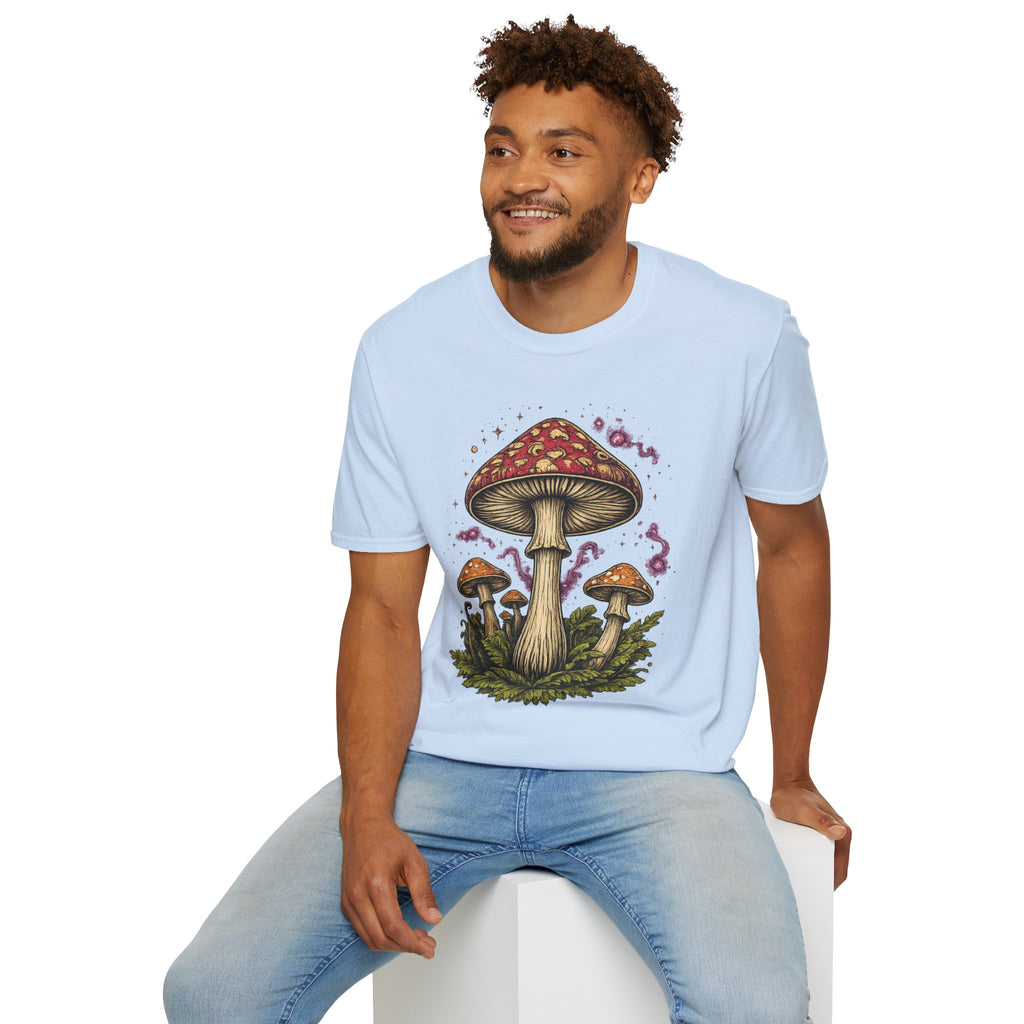 Psychedelic Mushroom Graphic T-Shirt — Red Amanita Illustration