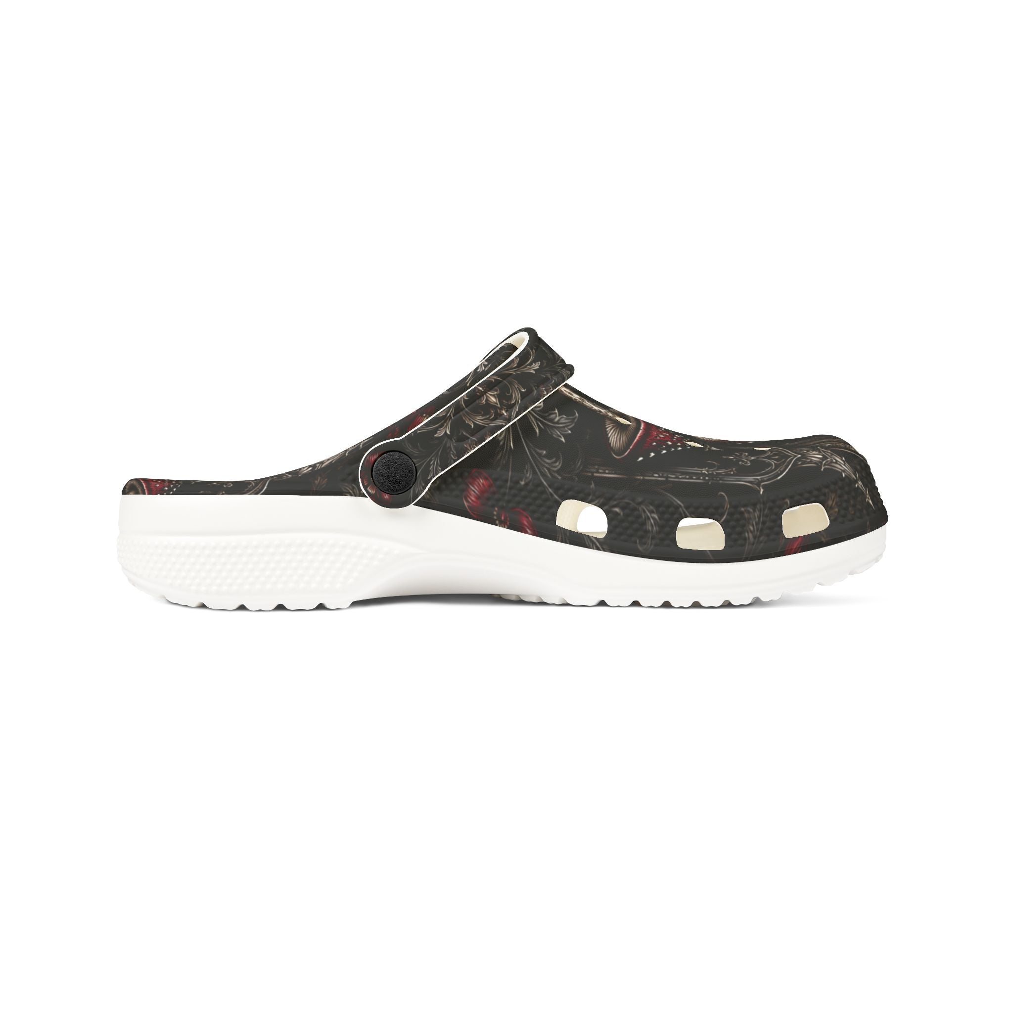 Clogs: Mushroom Garden EVA Foam Clogs — Whimsical Red Toadstool Print