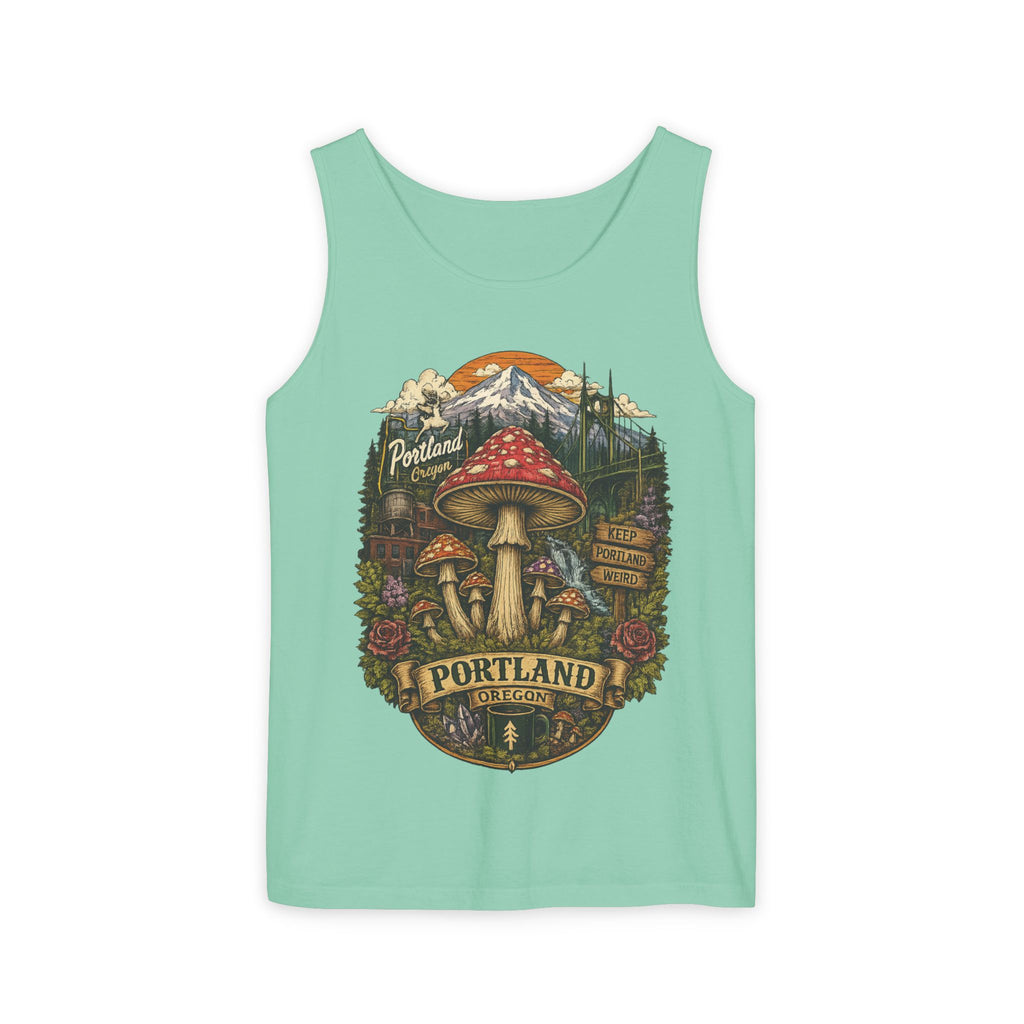 Portland Mushroom Tank Top — Vintage Forest Travel Graphic