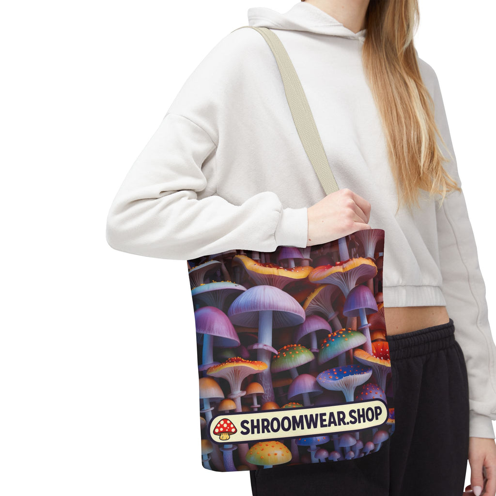 Tote Bag: Psychedelic Mushroom Tote Bag — Colorful Shroom Print Tote