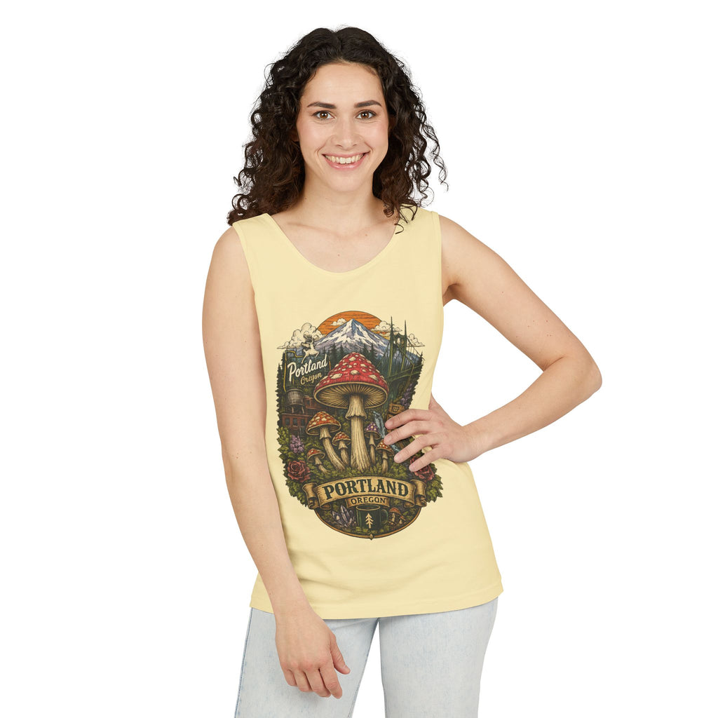 Portland Mushroom Tank Top — Vintage Forest Travel Graphic
