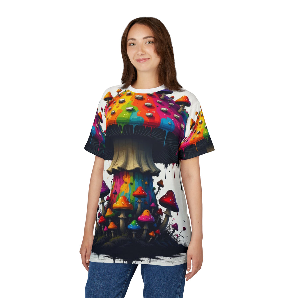 Psychedelic Rainbow Mushroom Tee — All-Over Print