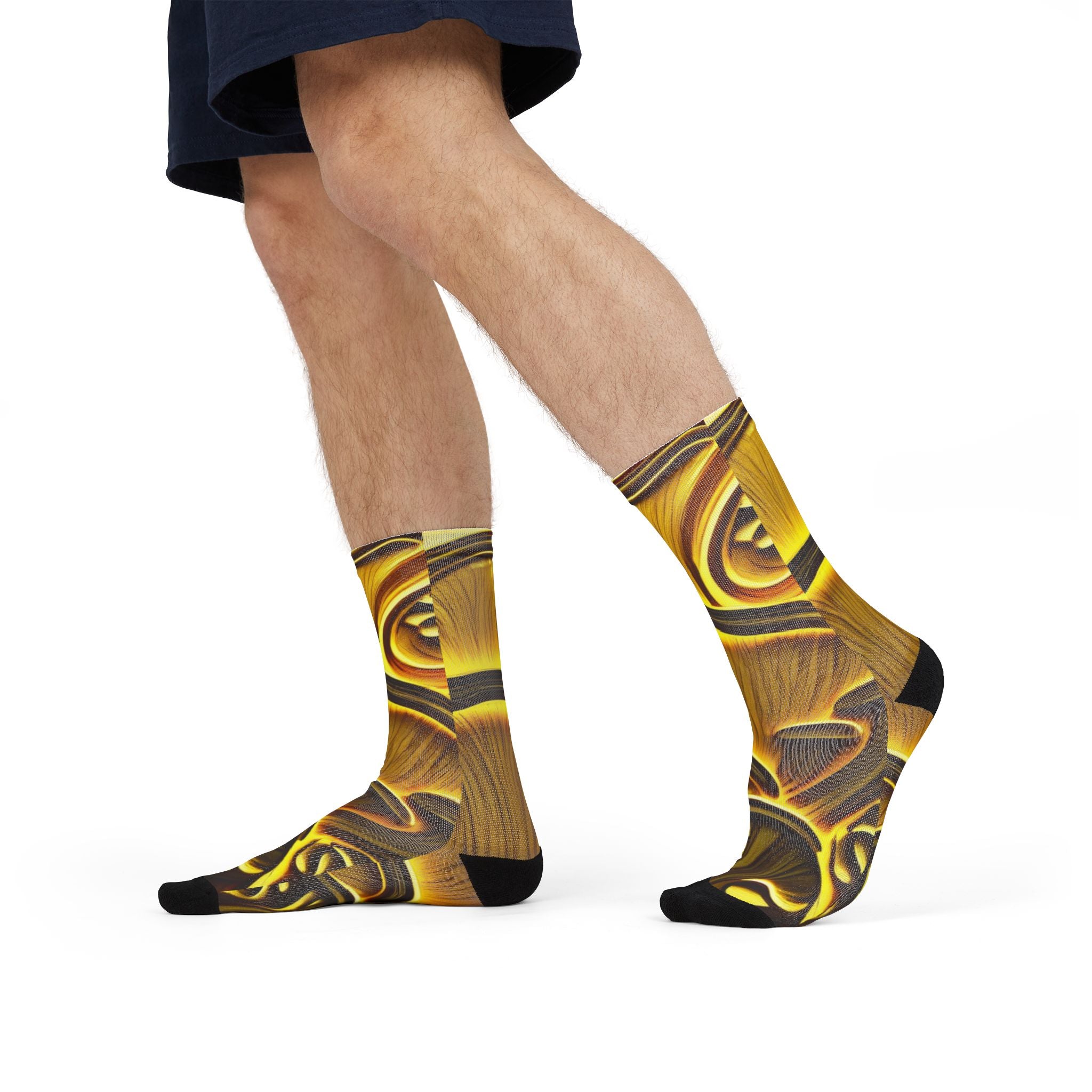 Crew Socks: Golden Mushroom Art Crew Socks