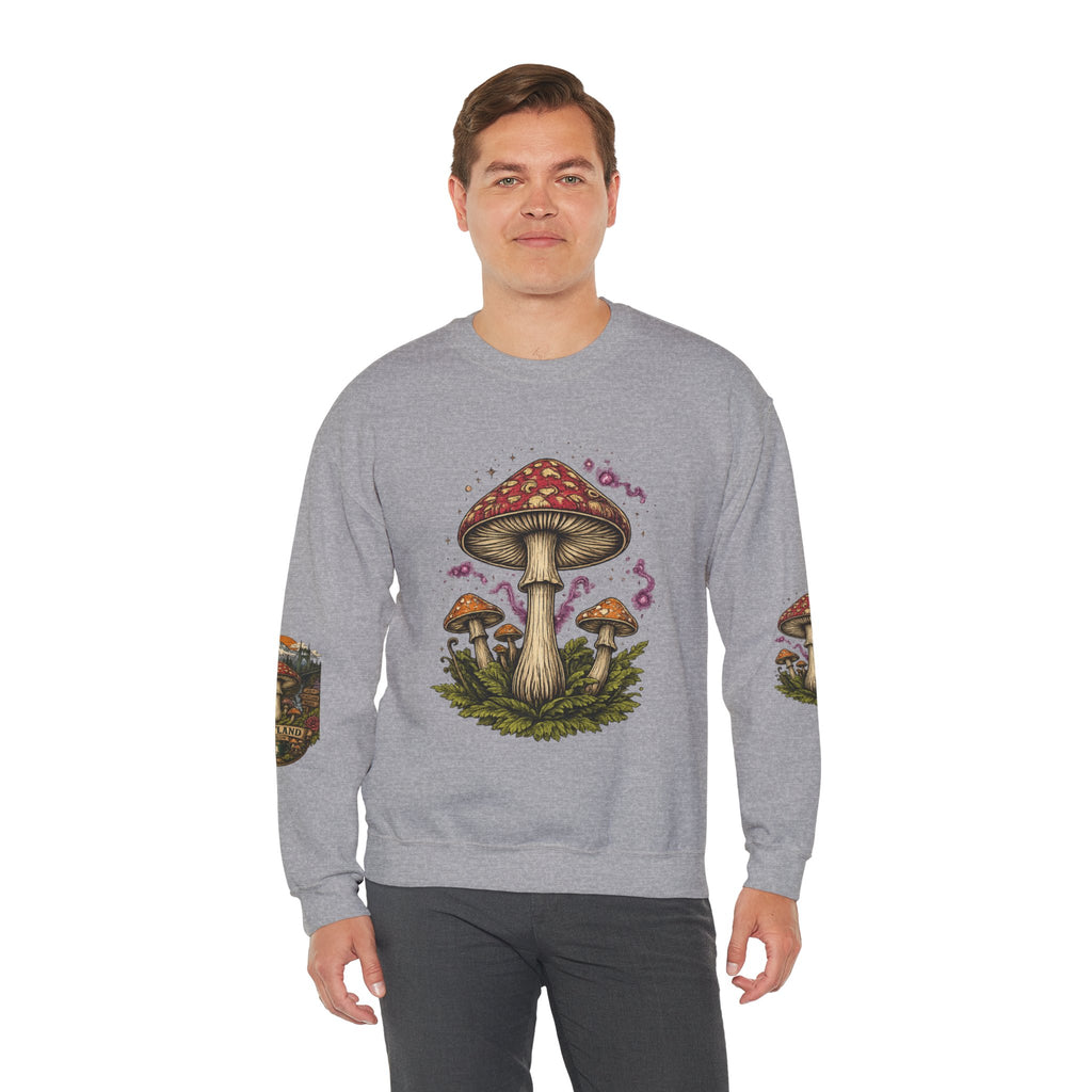 Mushroom Crewneck Sweatshirt — Portland Vintage Psychedelic Fungi Graphic