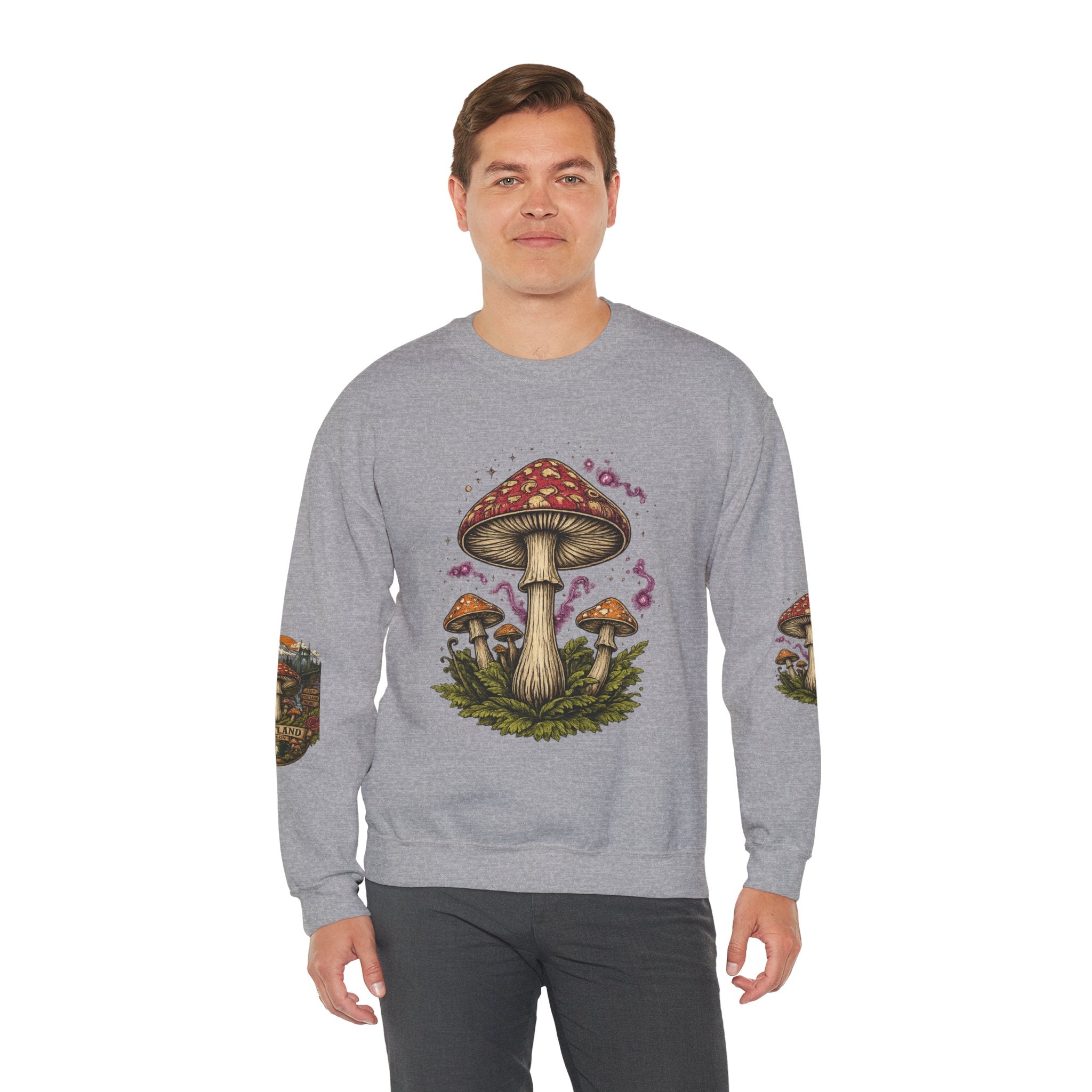 Mushroom Crewneck Sweatshirt — Portland Vintage Psychedelic Fungi Graphic