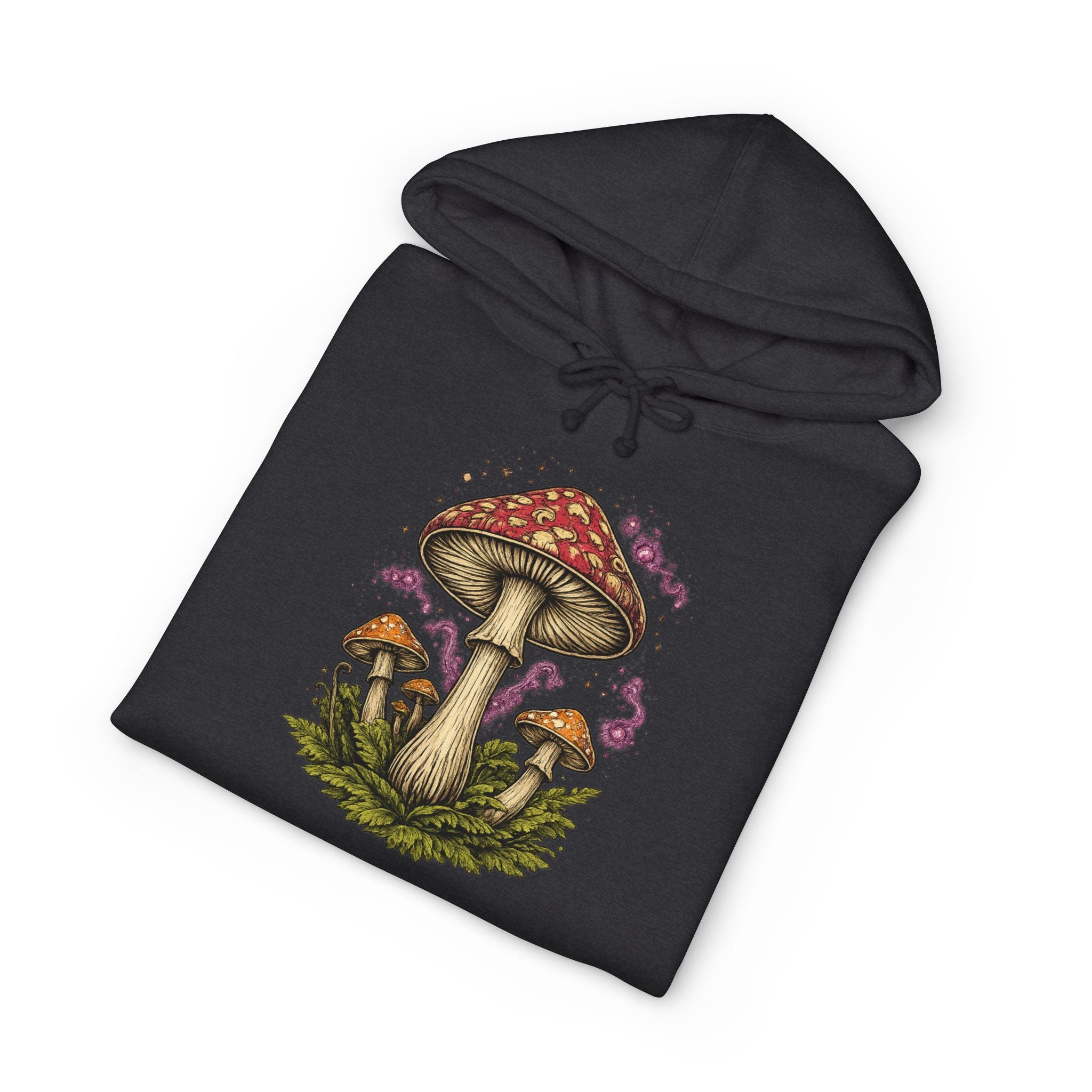 Mushroom Grove Hoodie — Vintage Toadstool Illustration Hooded Sweatshirt