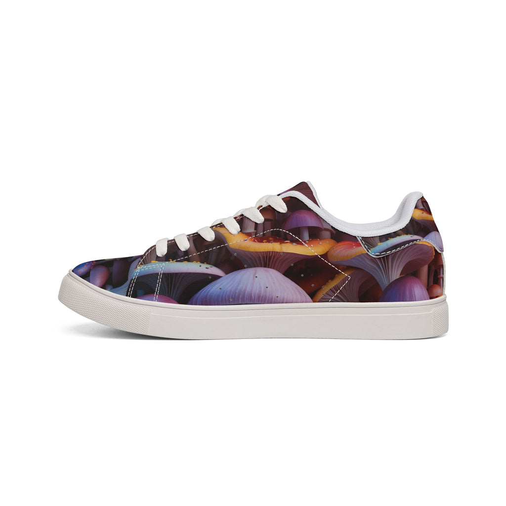 Low-Top Sneakers — Colorful Psychedelic Mushroom Print Leather