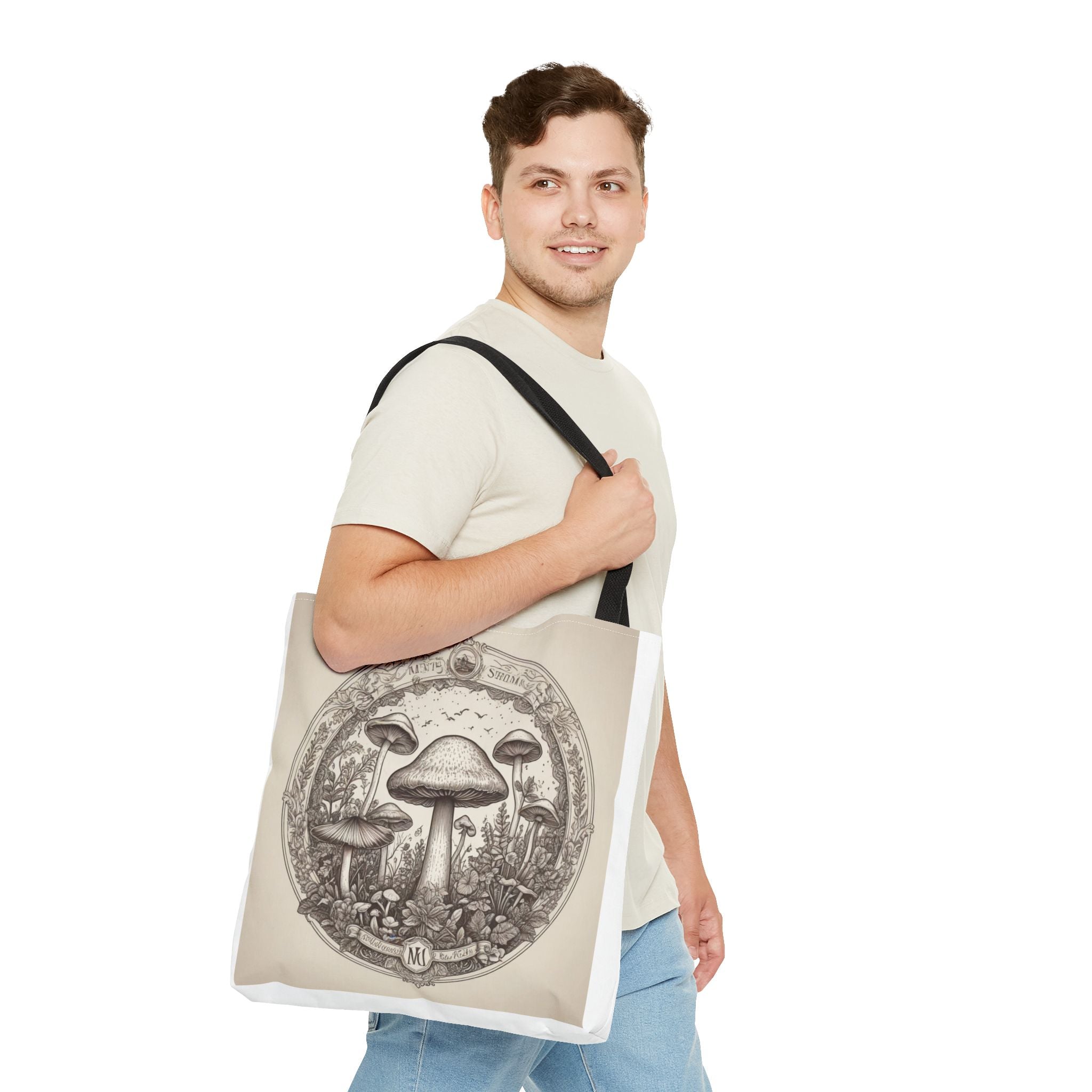 👜 Mystic Shroom Circle Tote Bag – Where Art Nouveau Meets Nature 🍄