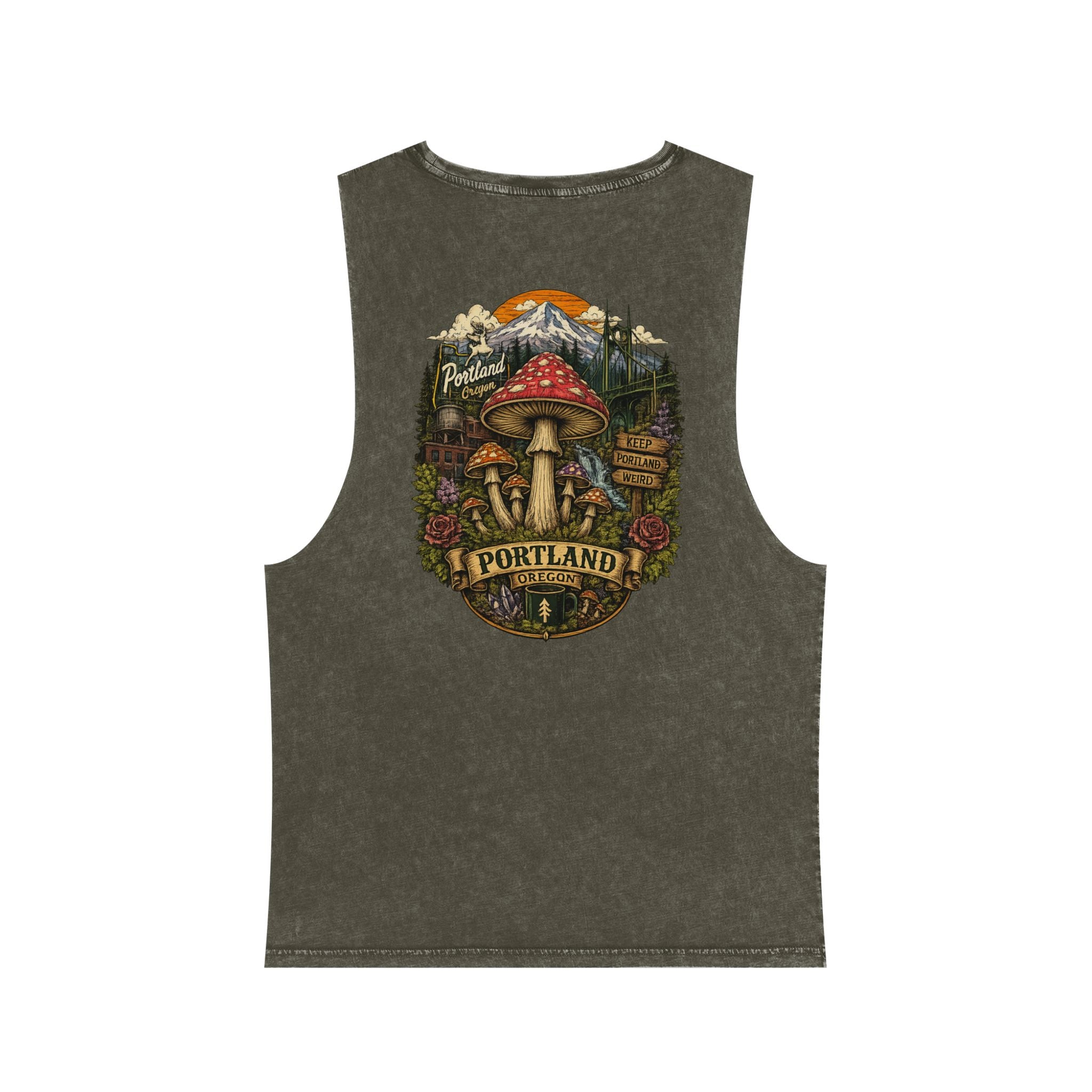 City: Stonewash Tank Top: Mushroom Festival Tank — Farmers Markets Map Stonewash Tank