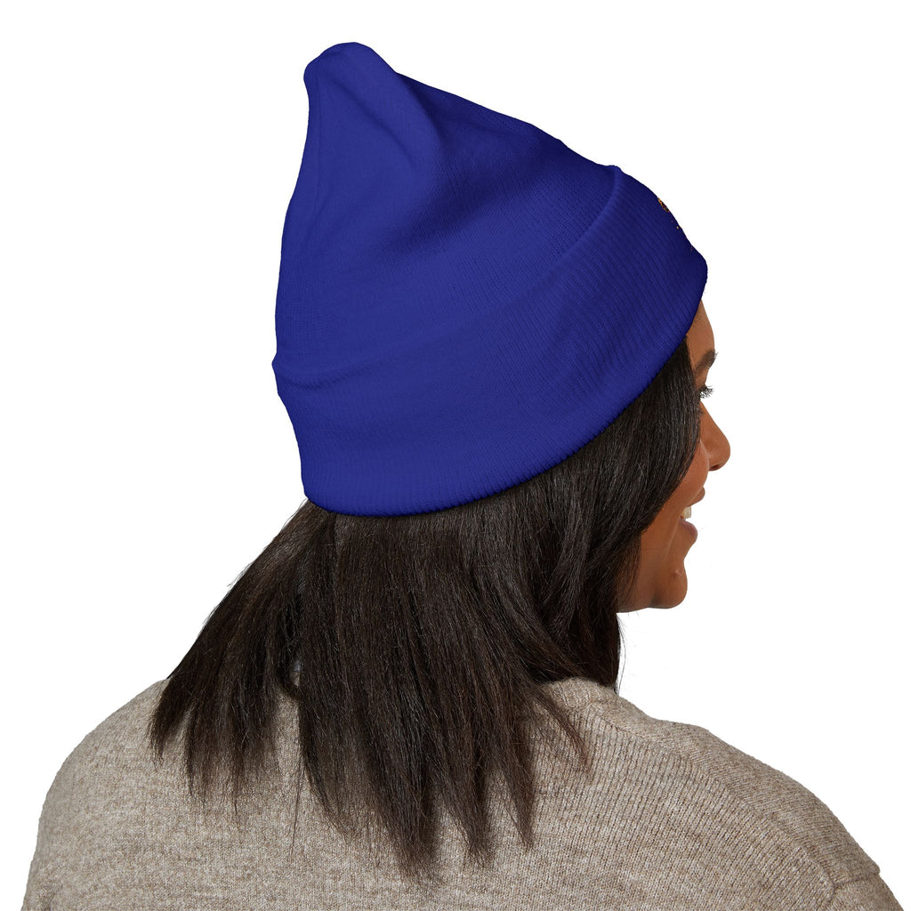 Beanie: Embroidered Colorful Mushroom Beanie — Cute Cuffed Knit Hat