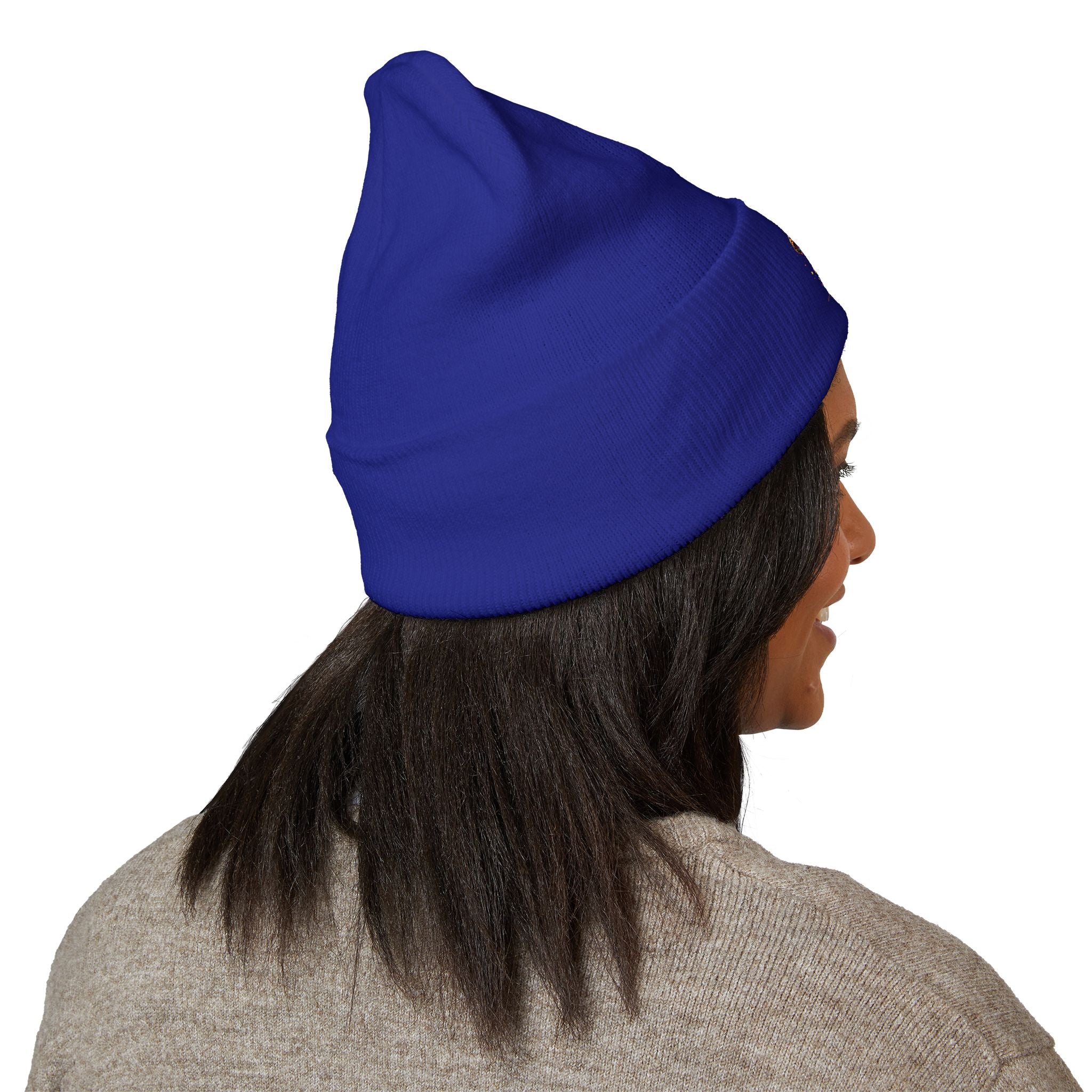 Beanie: Embroidered Colorful Mushroom Beanie — Cute Cuffed Knit Hat
