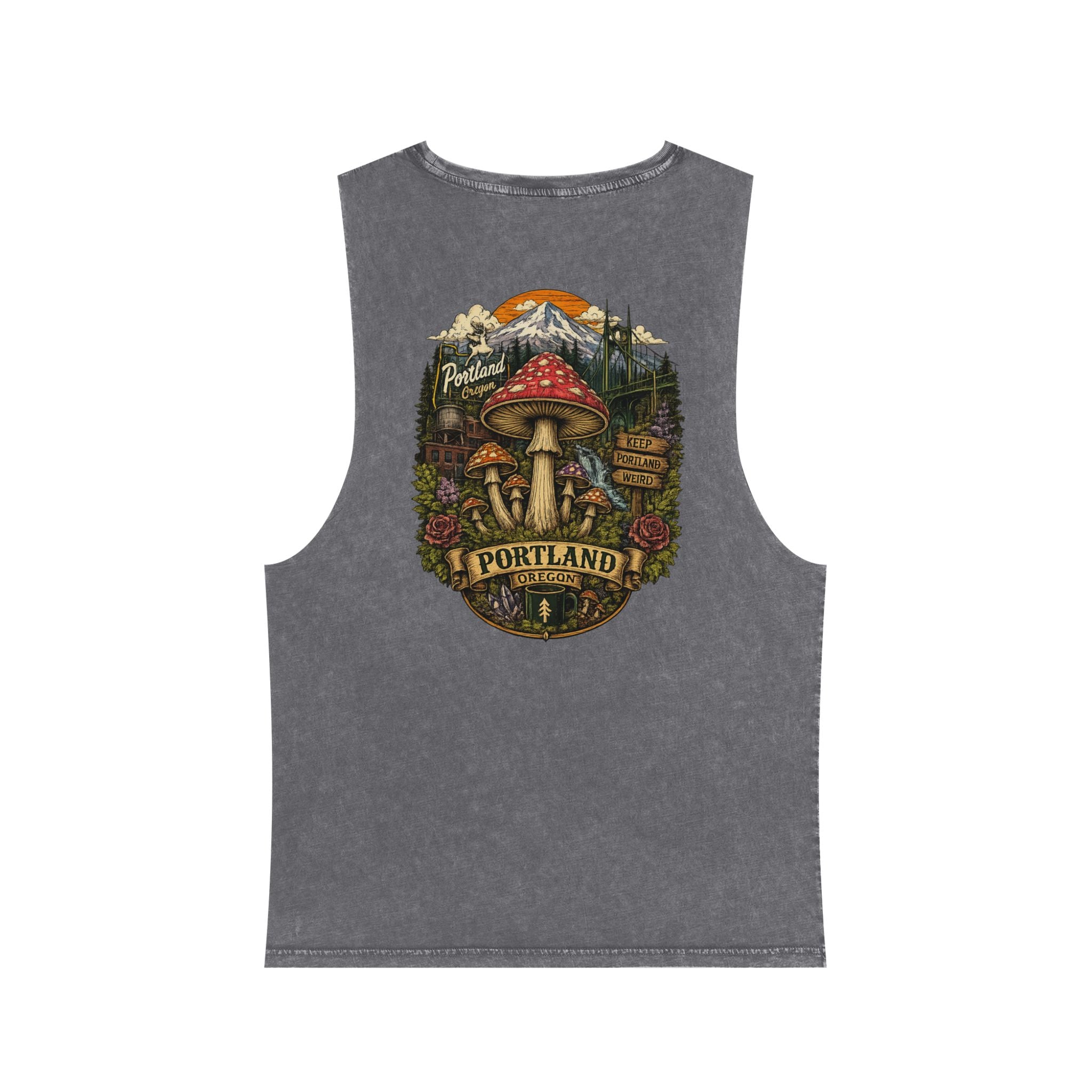 City: Stonewash Tank Top: Mushroom Festival Tank — Farmers Markets Map Stonewash Tank