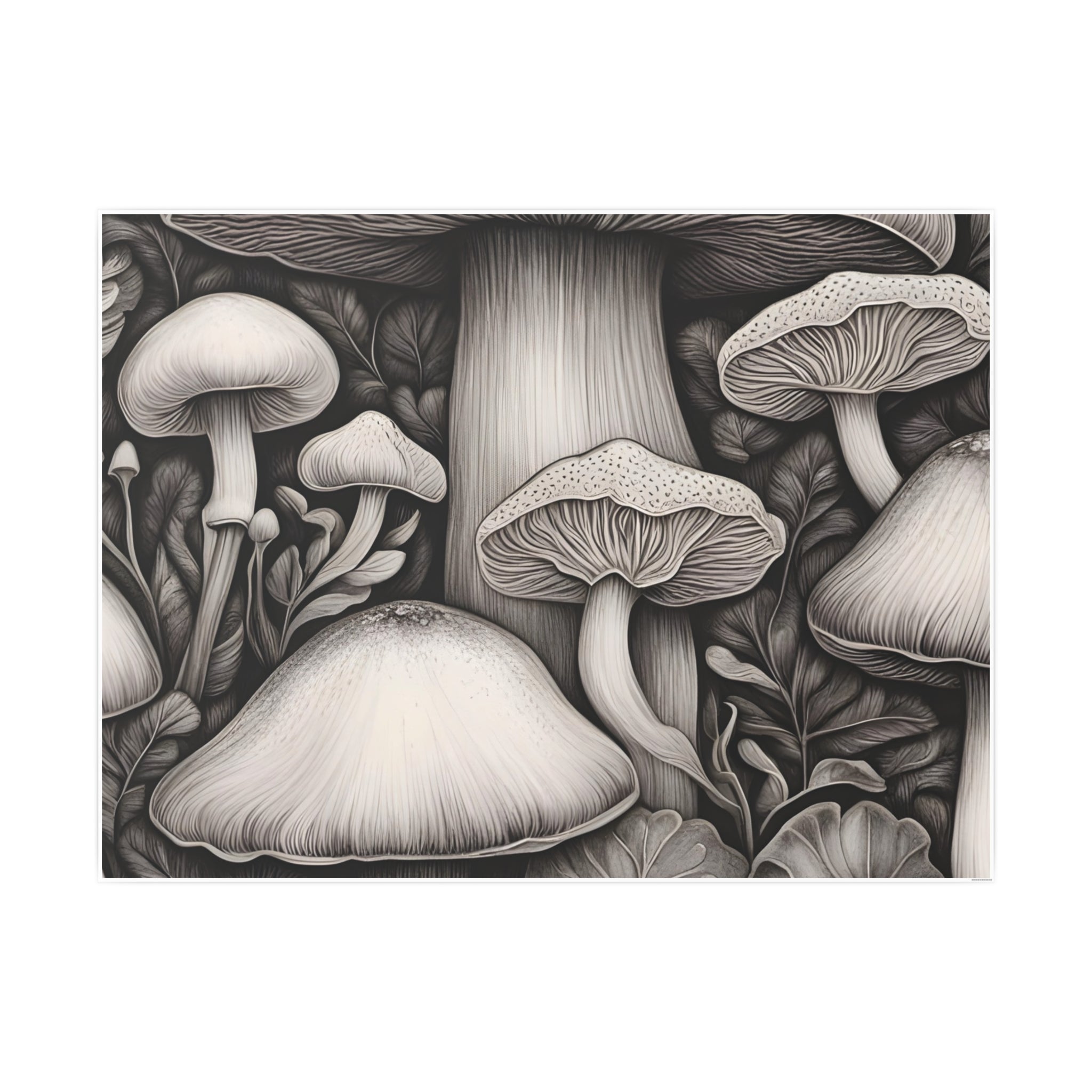 Poster: Mushroom Illustration Poster — Botanical Fungi Art Print