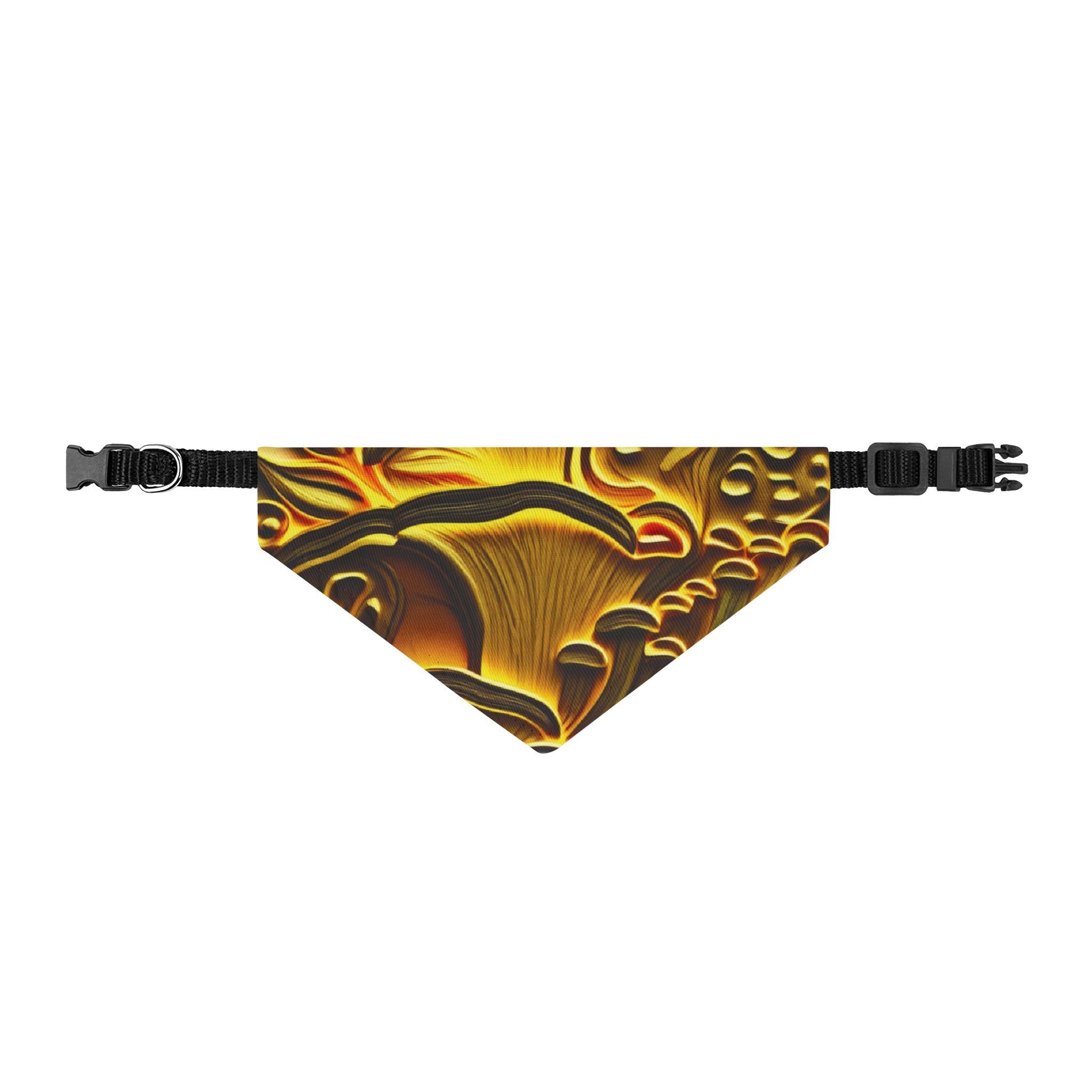 Pet Bandana: Clip-On Pet Bandana — Golden Mushroom Abstract Pattern