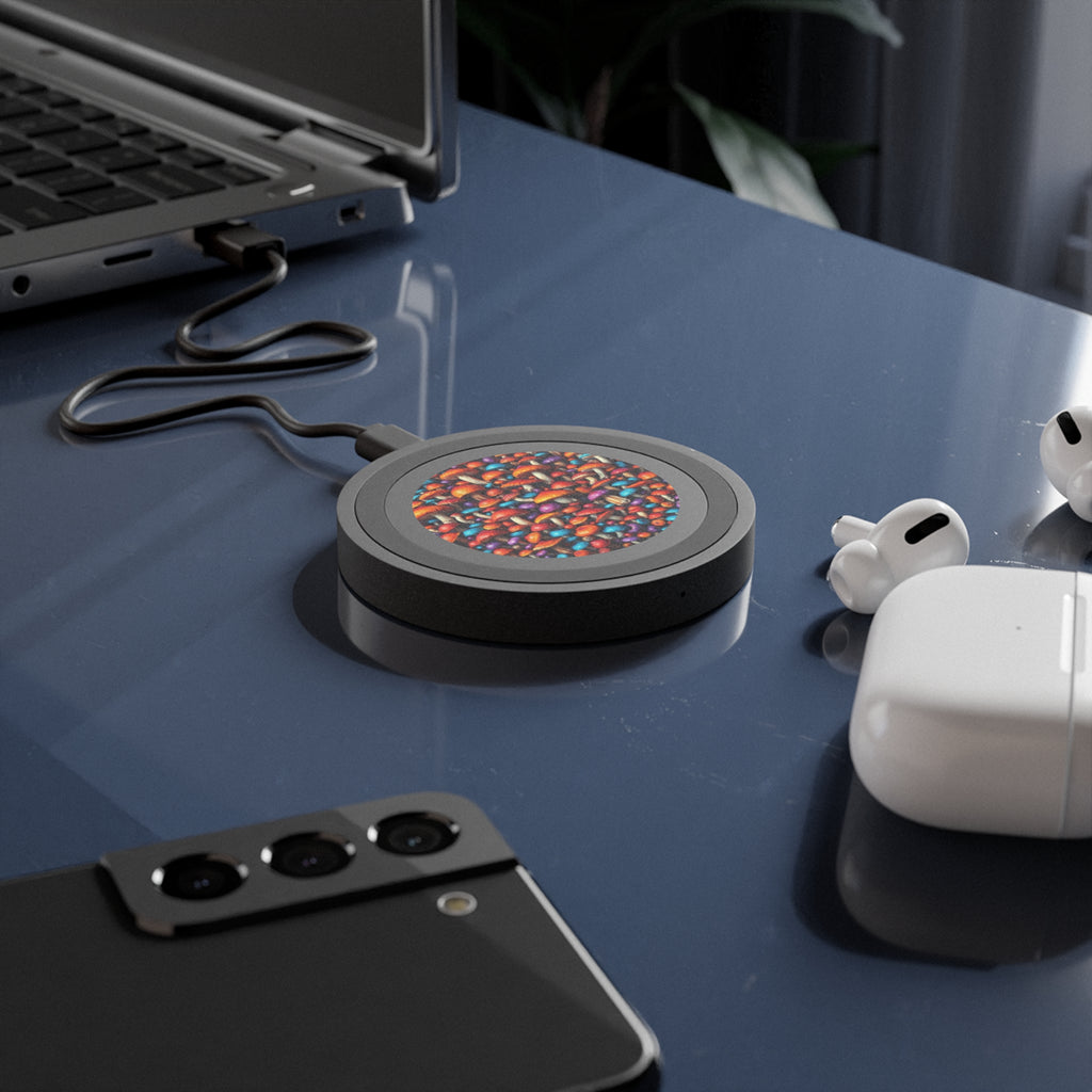 Mushroom Burst Wireless Charging Pad — Colorful Mushroom Pattern Qi Charger