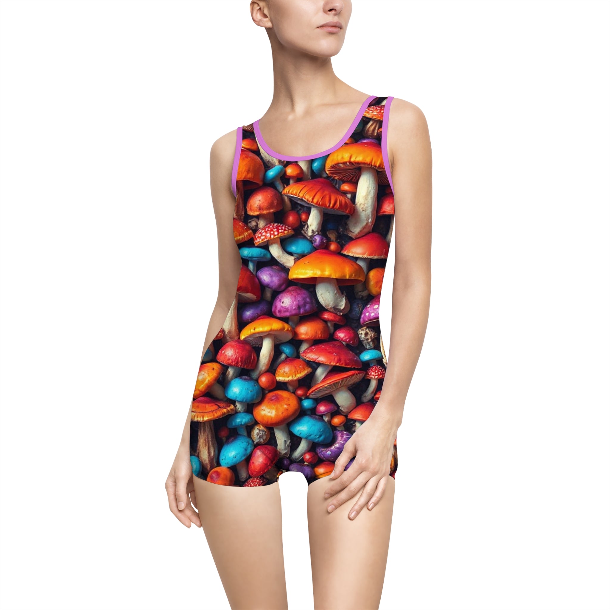 Mushroom Pattern Vintage One‑Piece Swimsuit