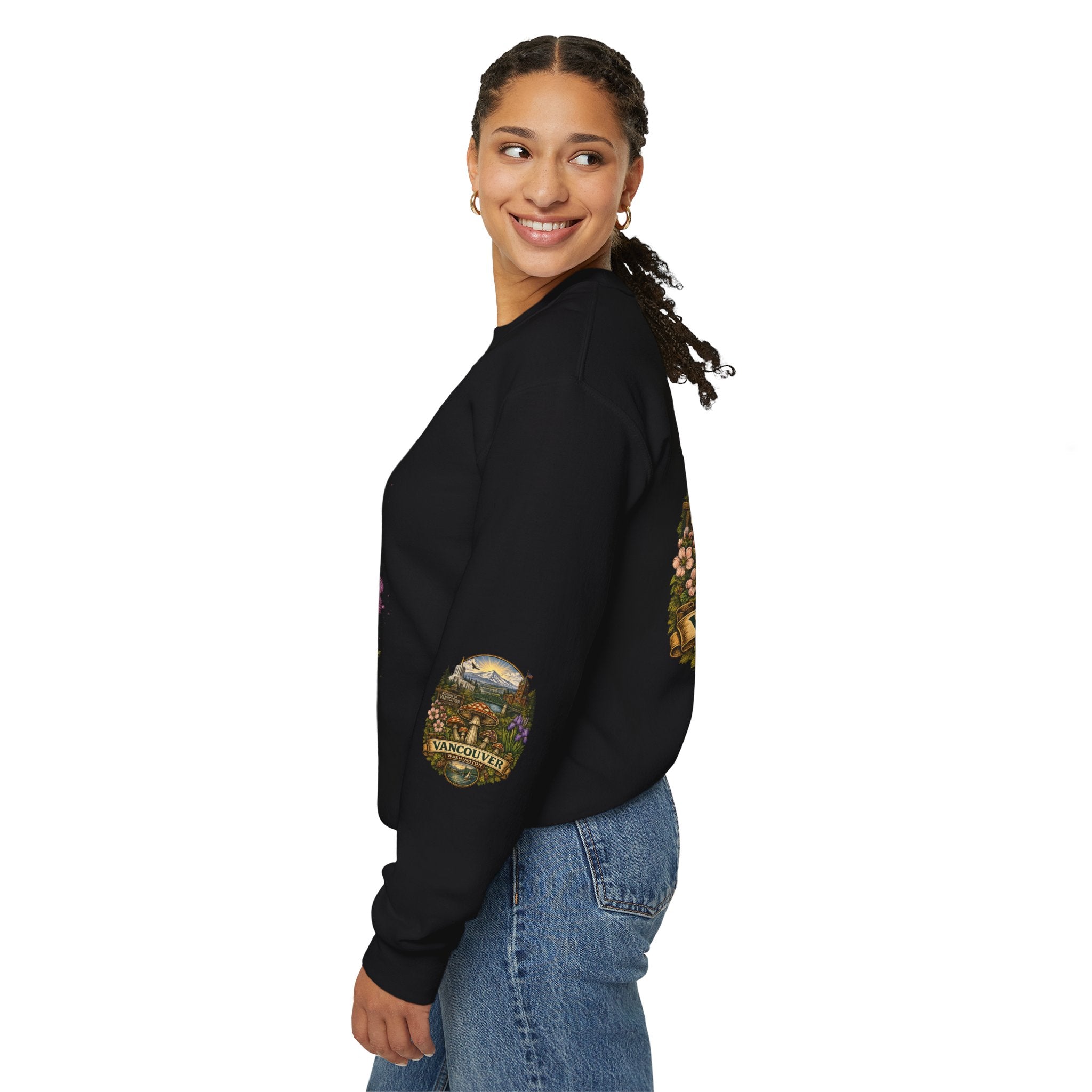 Mushroom Vancouver Crewneck Sweatshirt — Scenic Pacific Northwest Fungi Design