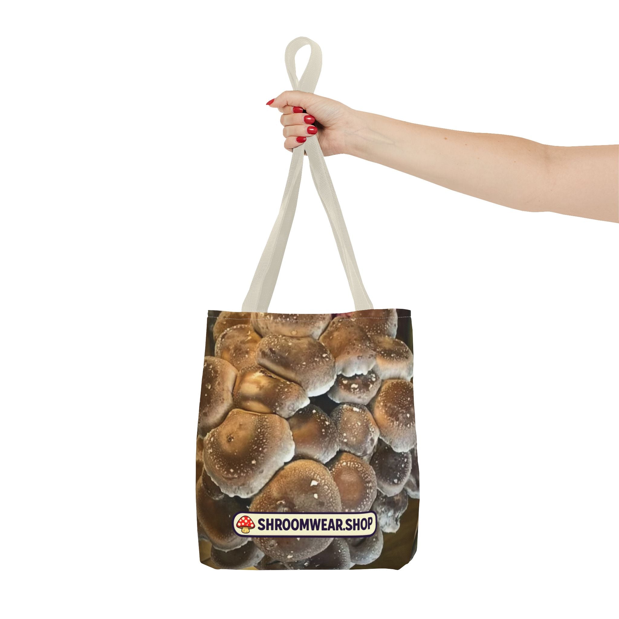 Bag: Mushroom Print Tote Bag-Over-Print Canvas Tote