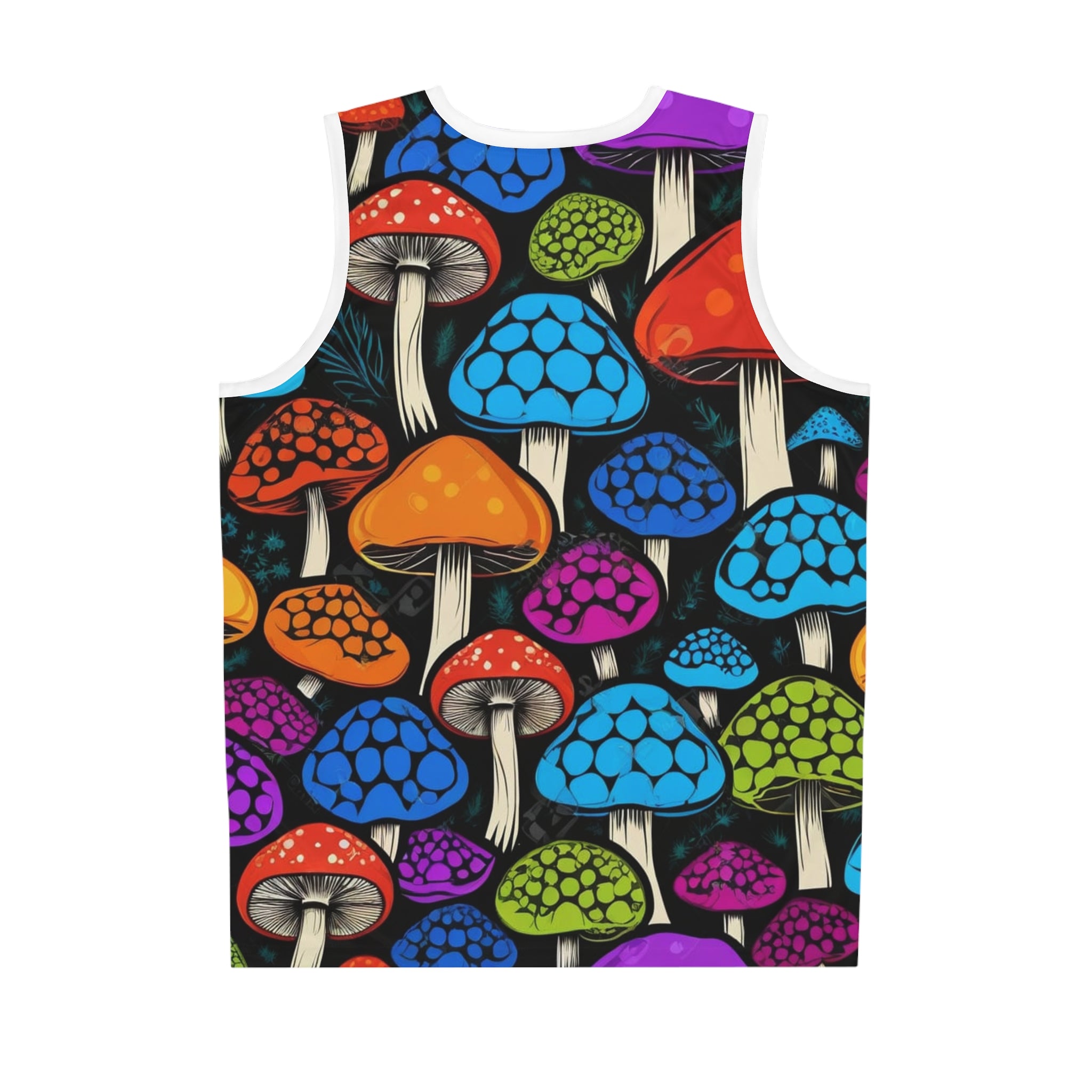 Mushroom Pattern Basketball Jersey – Psychedelic Rainbow Fungi All-Over Print