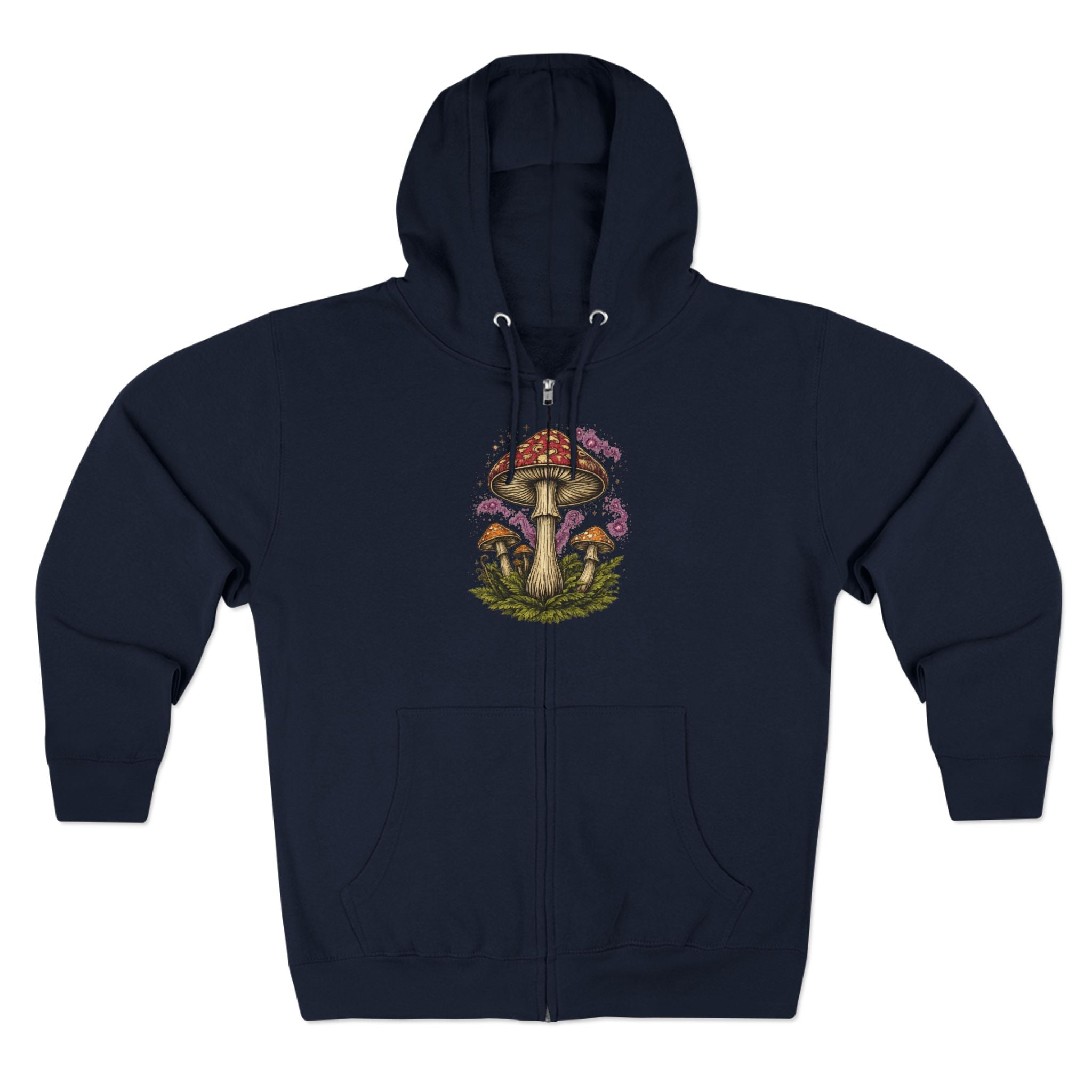 Portland Mushroom Zip Hoodie — Vintage Psychedelic Fungi Forest Jacket
