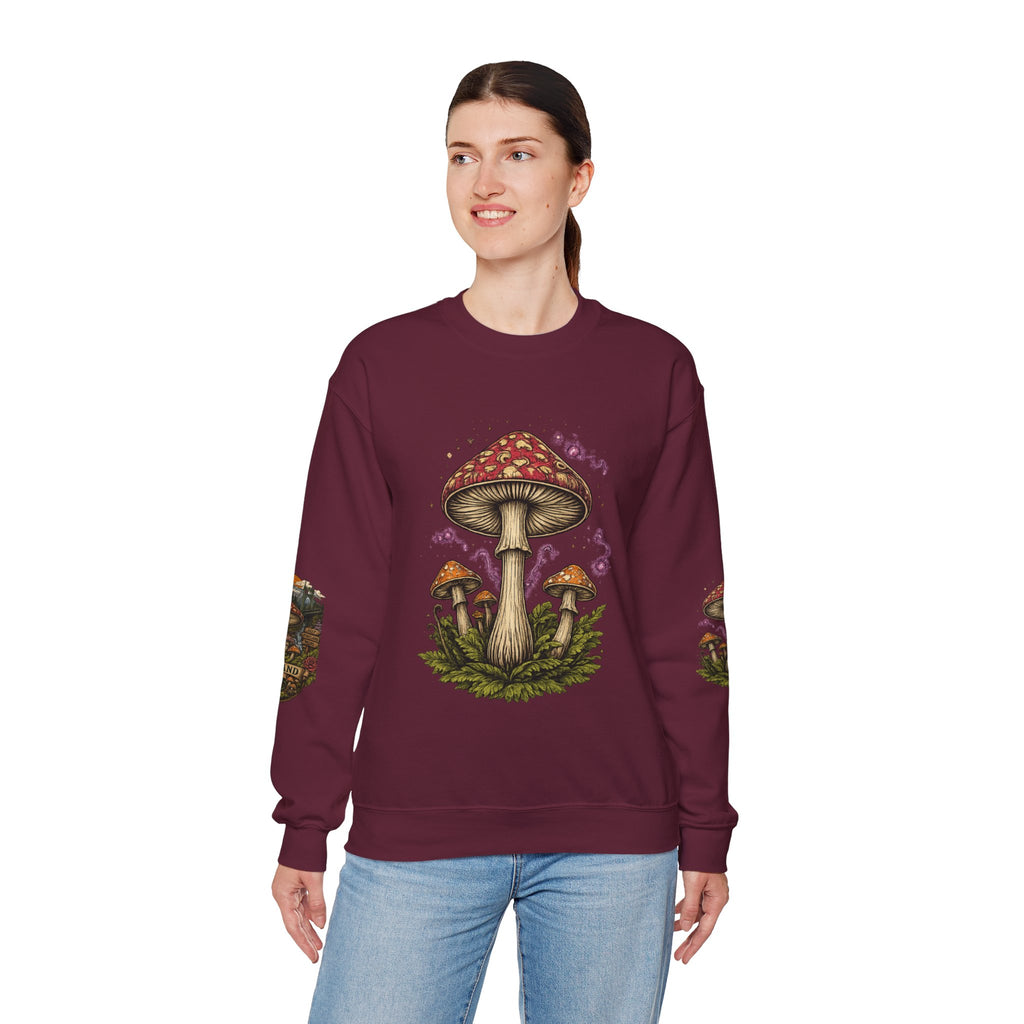 City: Portland Mushroom Crewneck Sweatshirt Vintage Psychedelic Fungi Graphic
